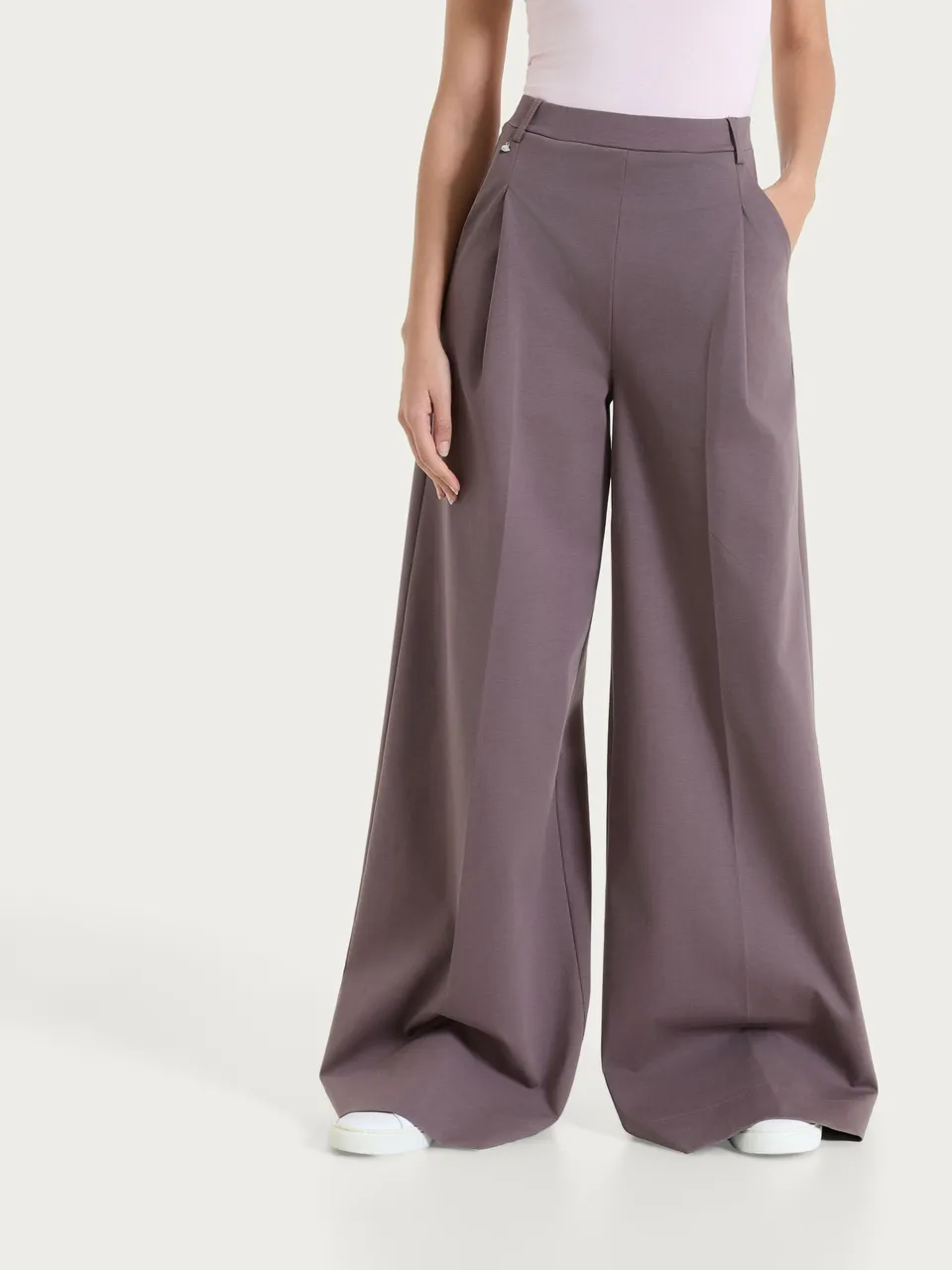 Ragno Compact Light pantalone palazzo plum truffle