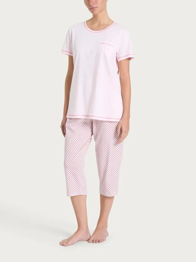 Ragno Jersey Pigiama Corto Donna Cotone Fantasia Bianco