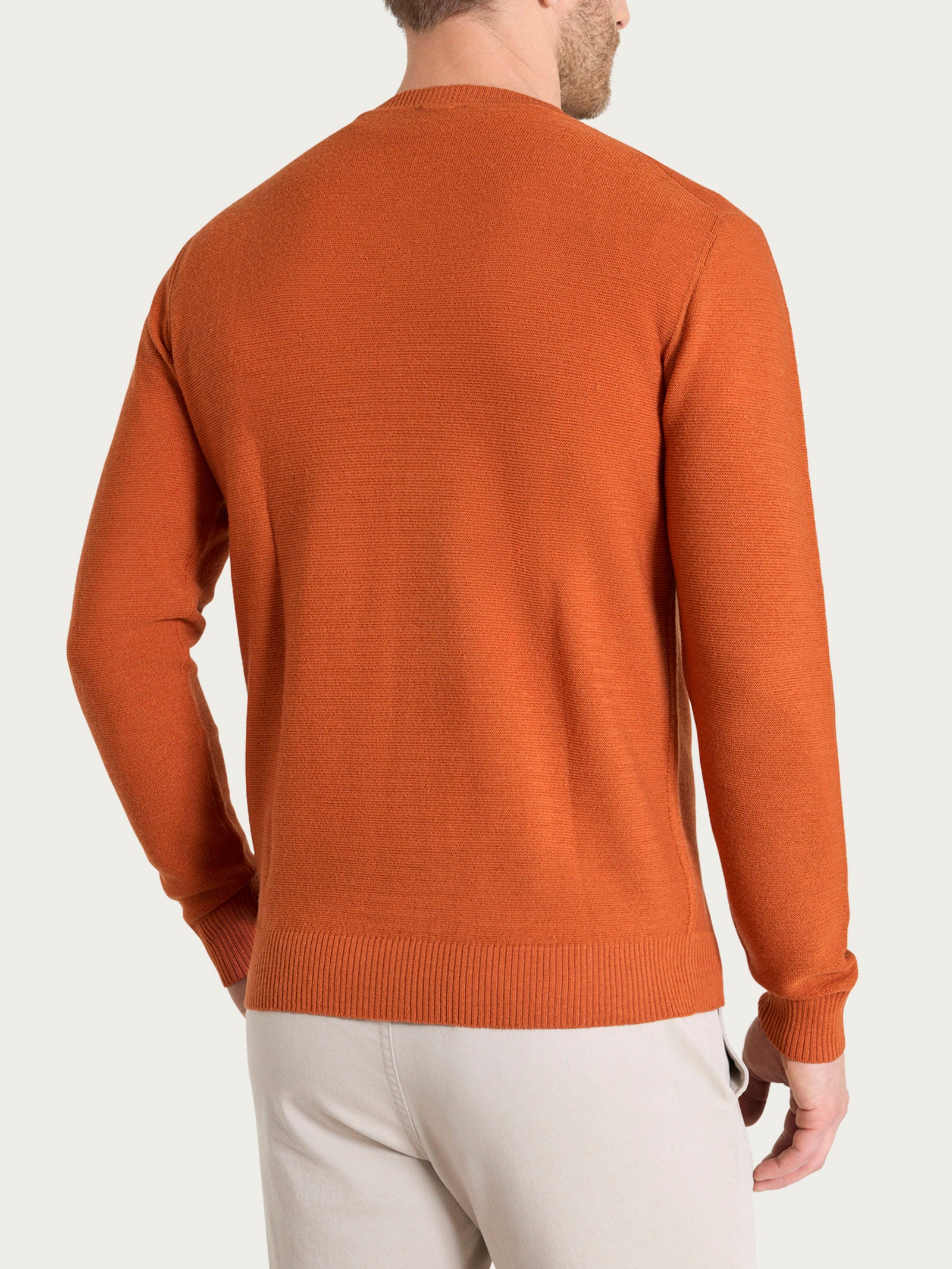Ragno Merino Soft Punto Links Maglione Girocollo Rust Pura Lana