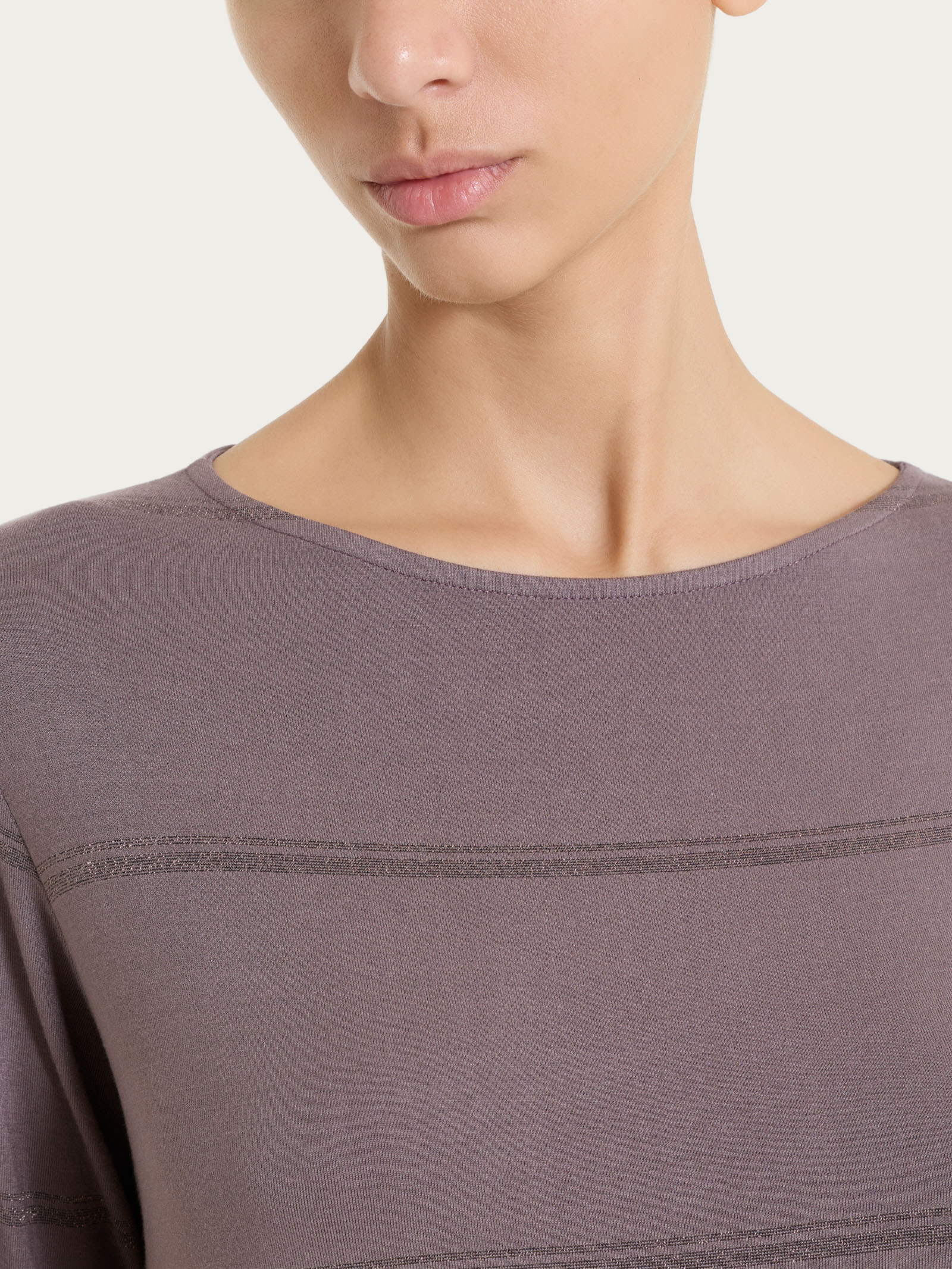 Ragno Viscosa Summer maglietta righe lurex plum truffle manica 3/4