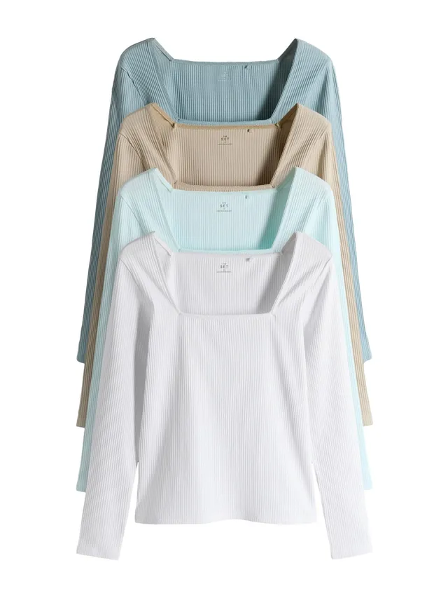 Geo Next THE SET Top Coste Scollo Squadrato Donna 4 Pezzi S