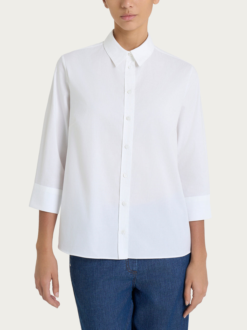 Ragno camicia popeline manica 3/4 kimono White