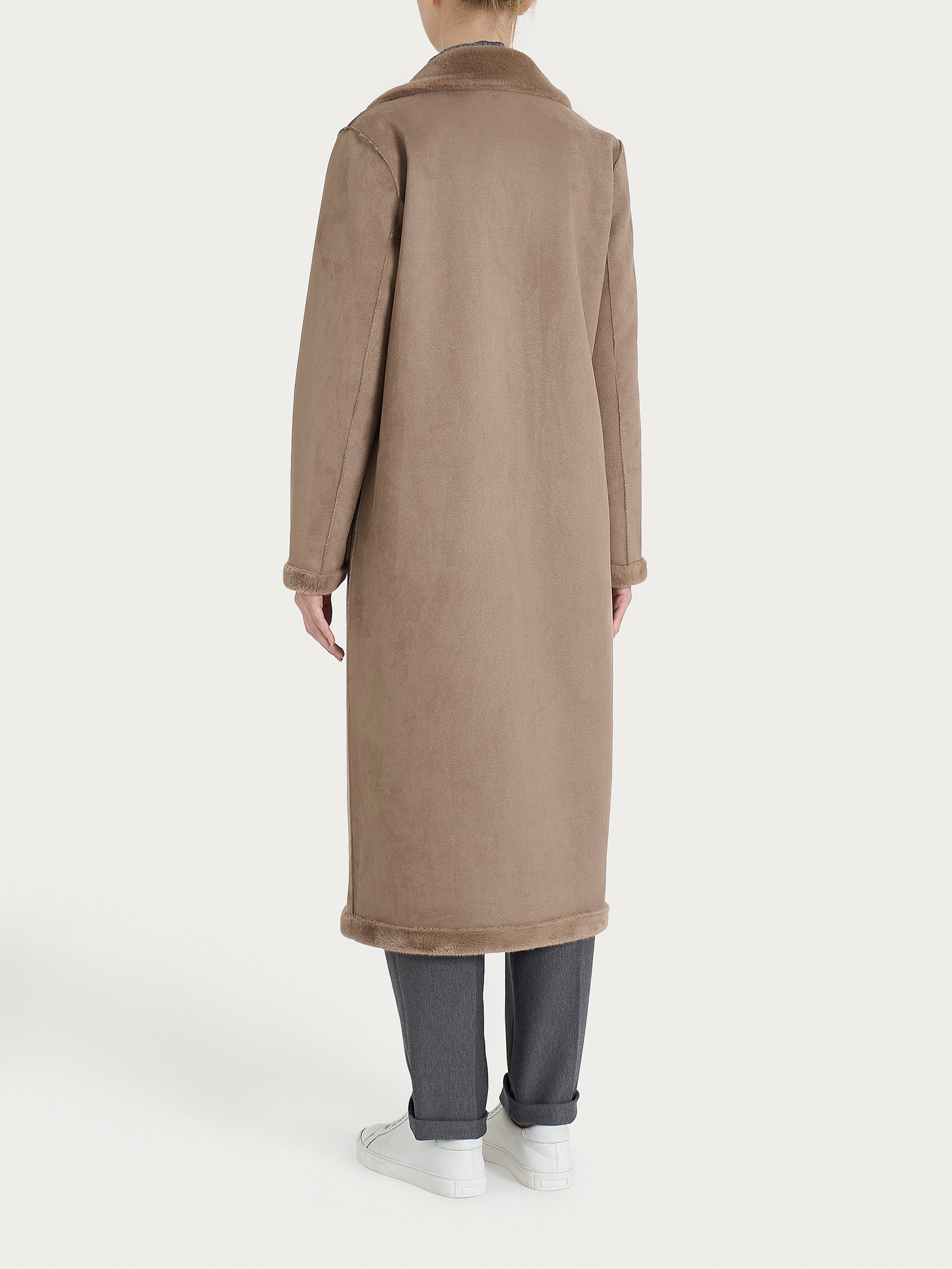 Ragno cappotto lungo double-face Vegan Shearling marrone