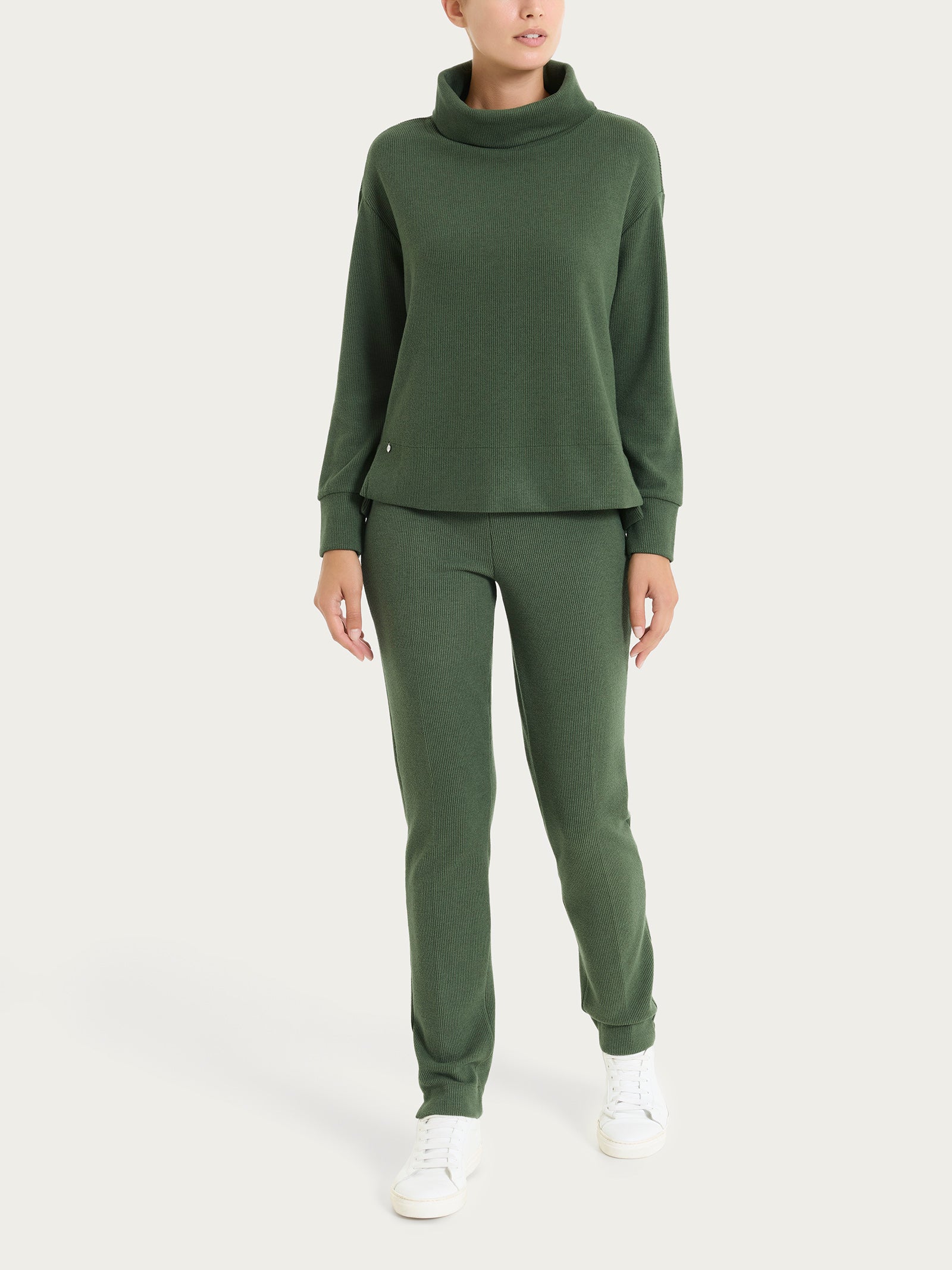 Ragno Velvet Felpa Collo Ciambella Over Bronze Green