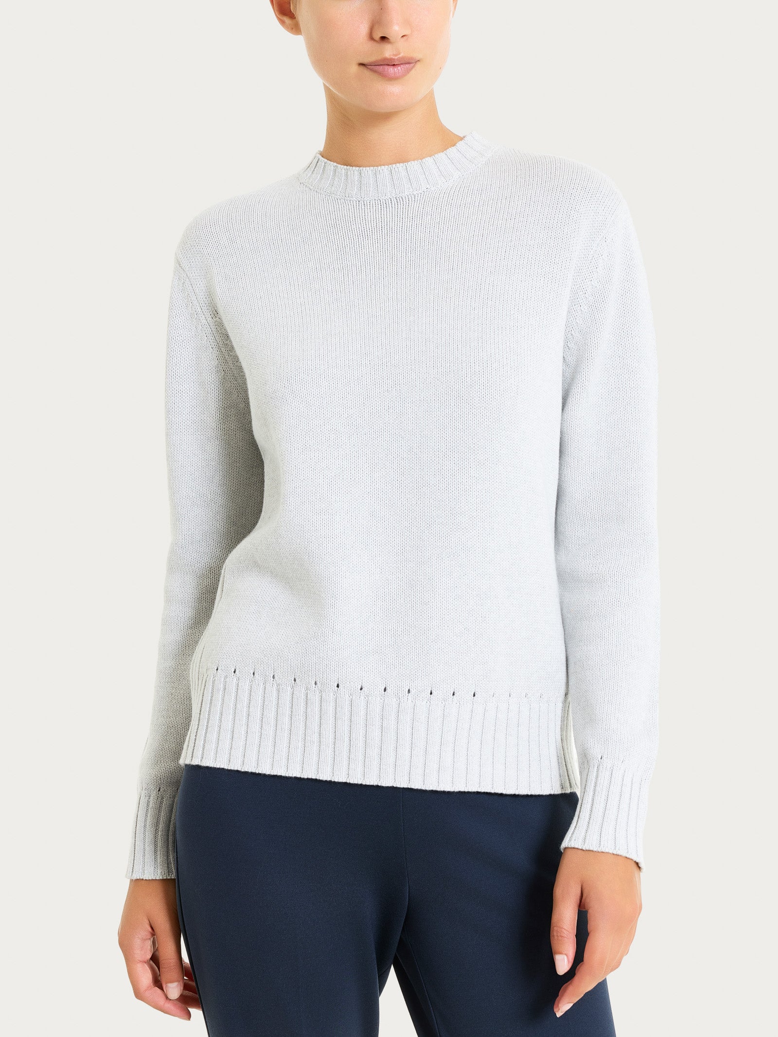 Ragno Winter Cotton maglia girocollo Dawn Blue Mel. puro cotone
