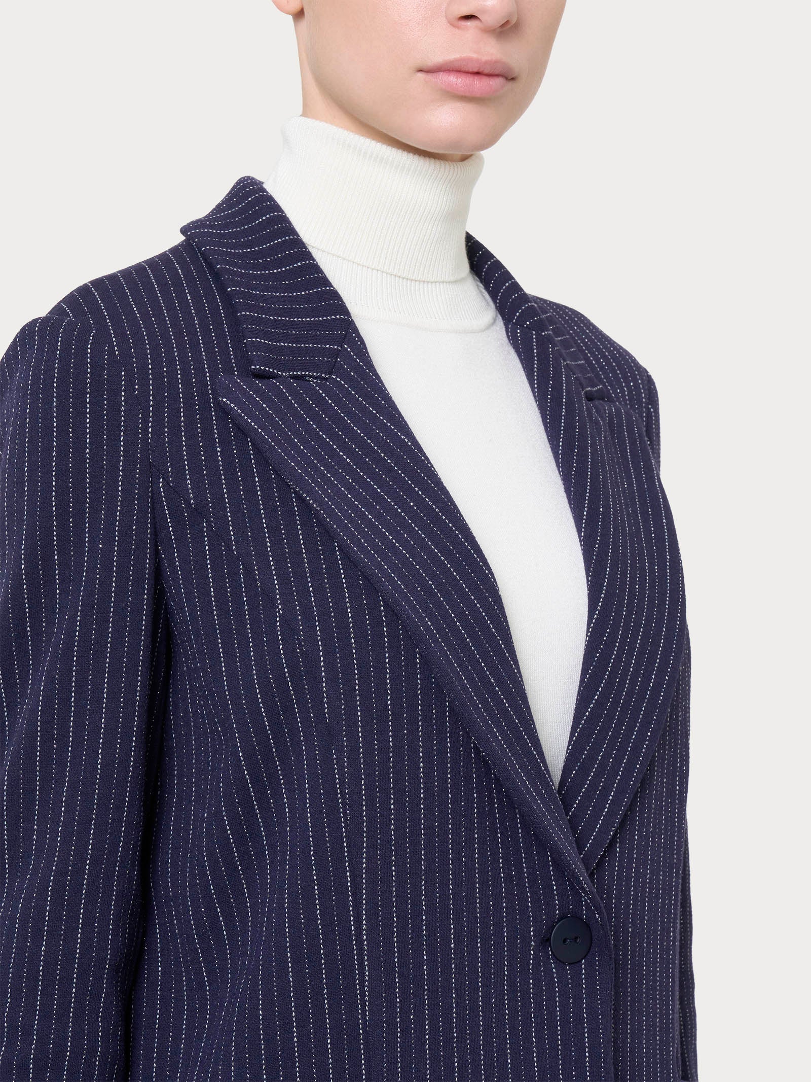 Ragno Eco Jacquard blazer over gessato blu destrutturato
