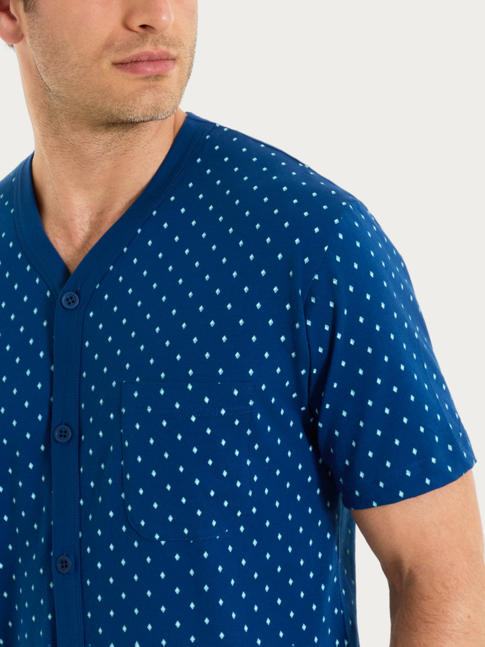 Ragno Jersey Cotone Pigiama Corto Aperto Navy Peony 58-60