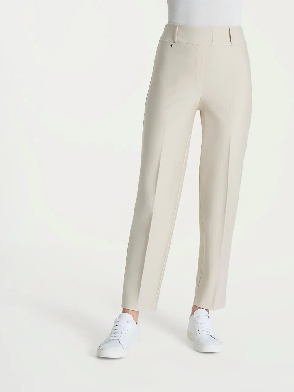 Ragno Compact pantalone carota champignon cropped elasticizzato