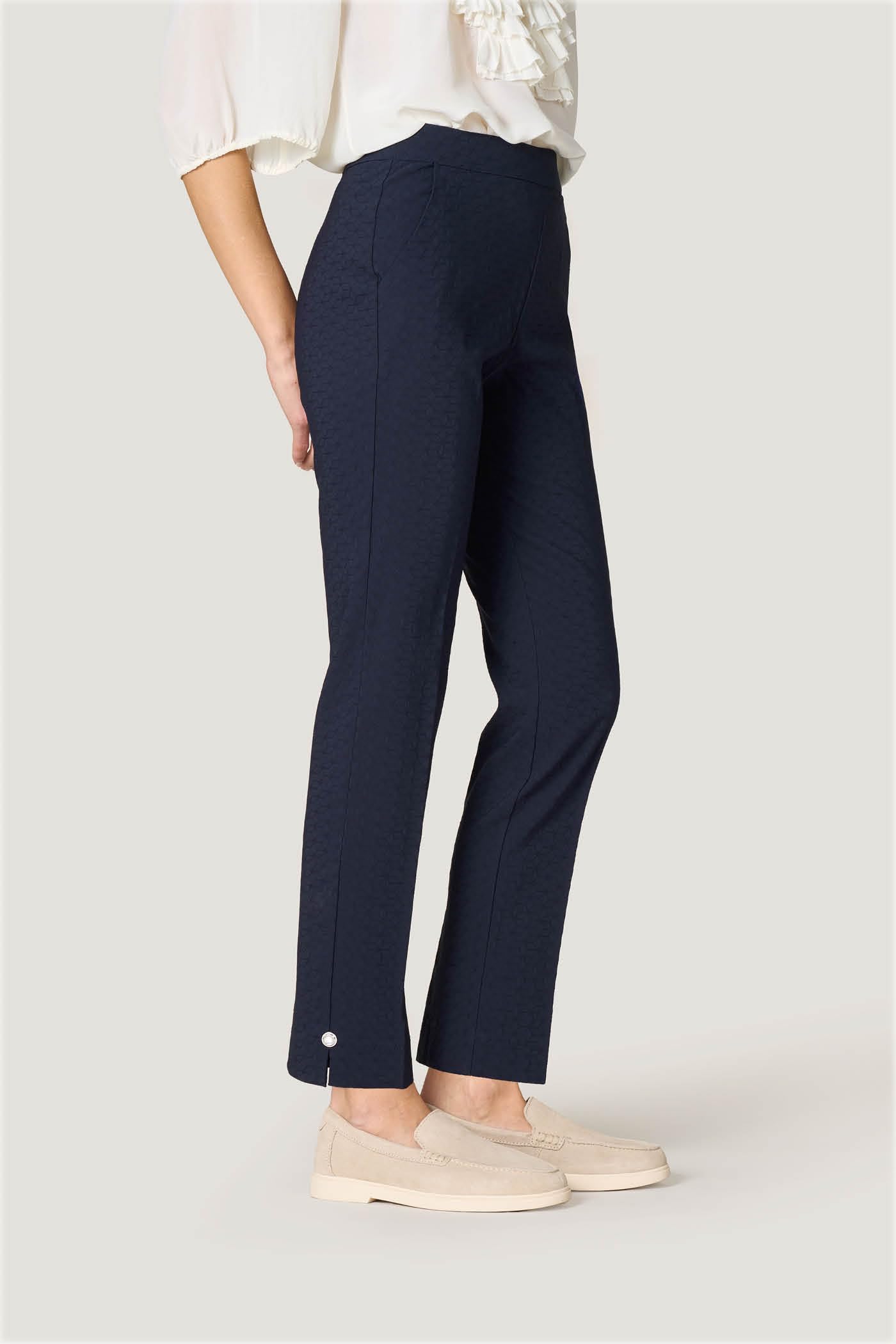 Goldenpoint Straight pantalone donna bottone bijoux nero