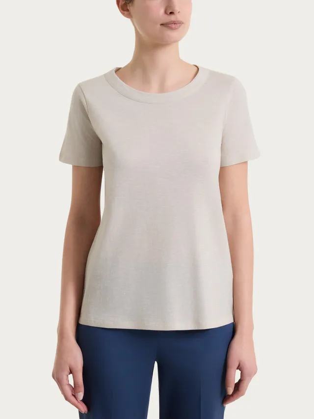 Ragno Slub Jersey t-shirt donna Champignon puro cotone