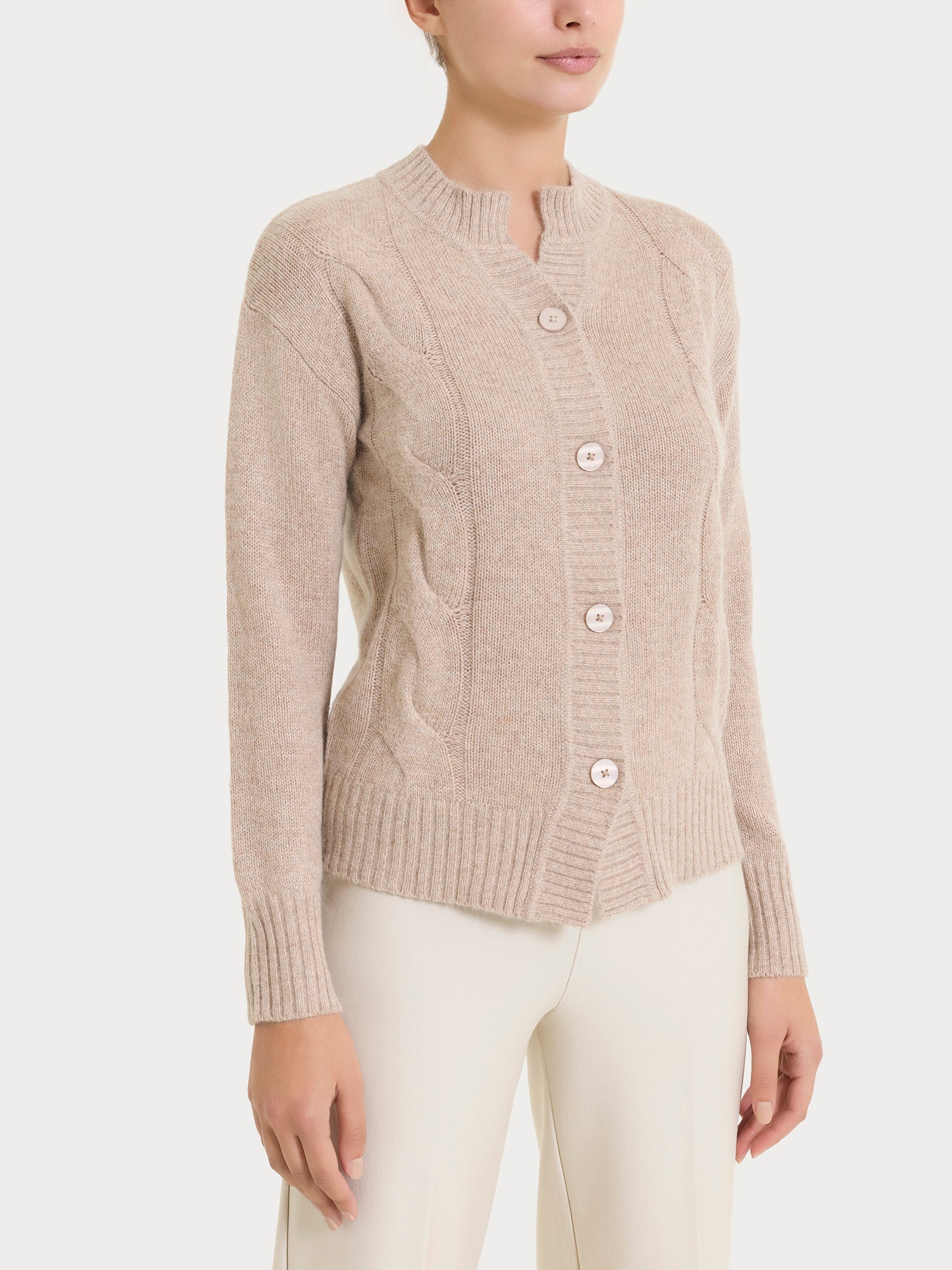 Ragno Natural Soft cardigan corto trecce Zenzero Mel.