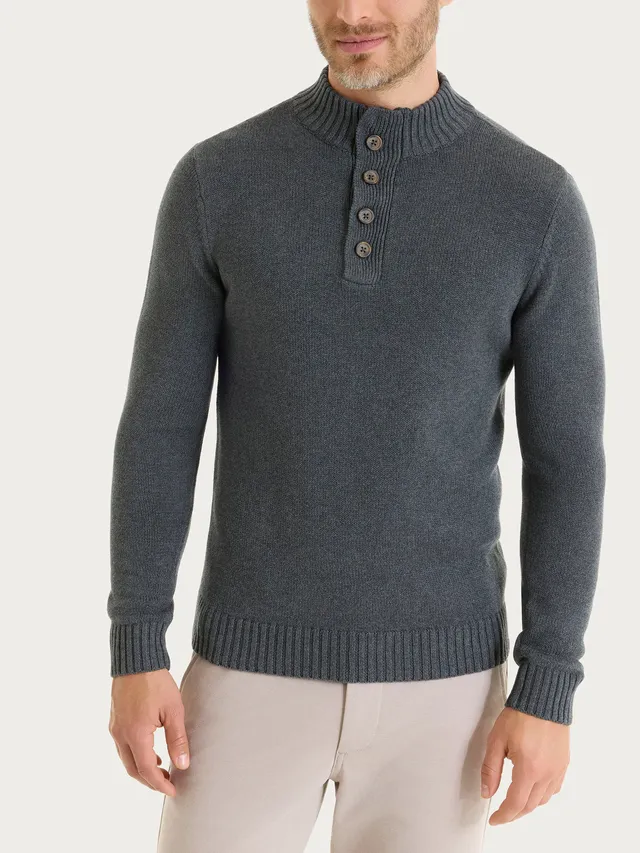 Ragno Winter Cotton Lupetto con Zip e Bottoni Ardesia Puro Cotone