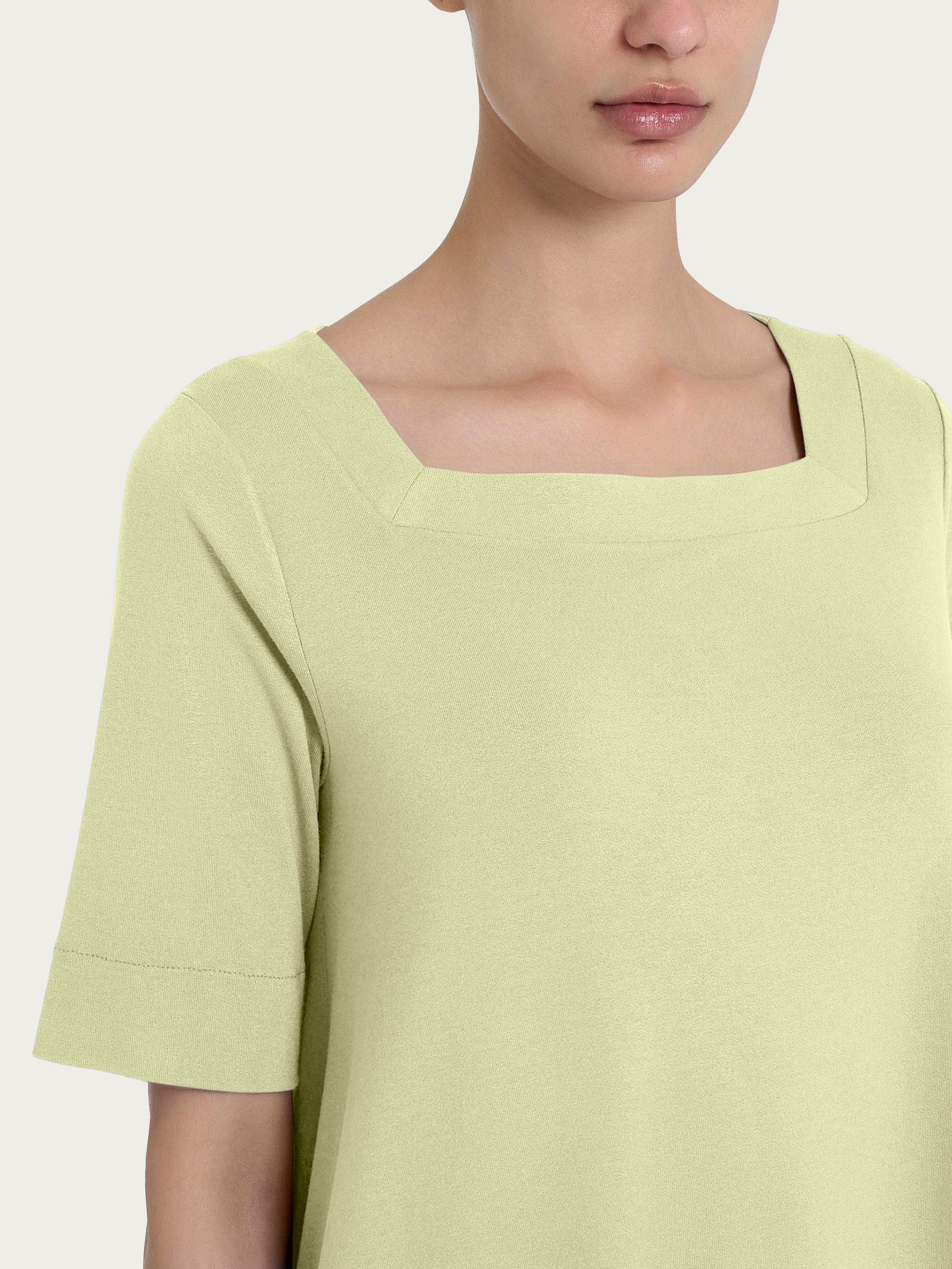 Ragno Viscosa Crêpe Maglietta Shadow Lime Manica 3/4