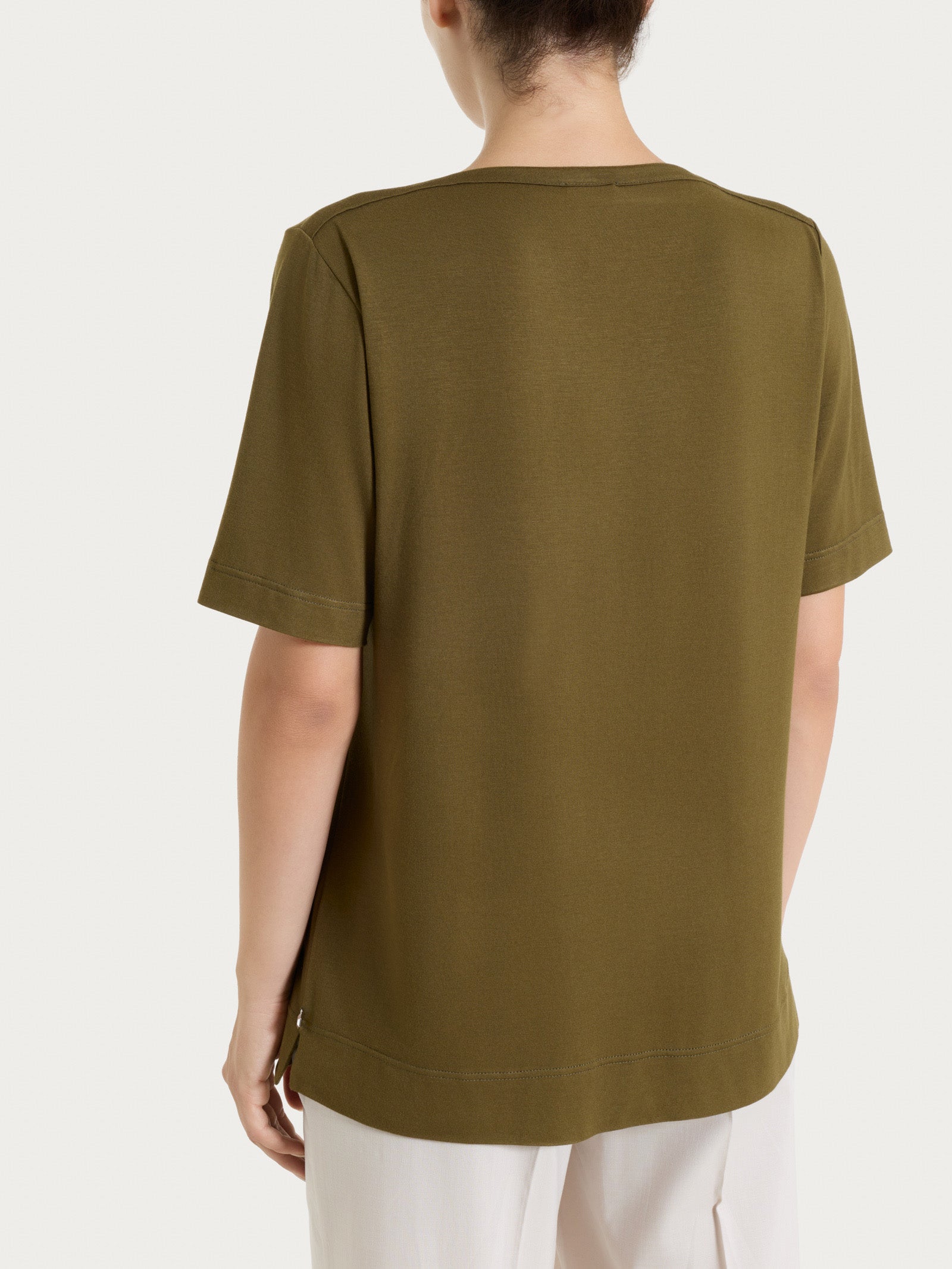 Ragno Maglietta Scollo V Viscosa Dark Olive