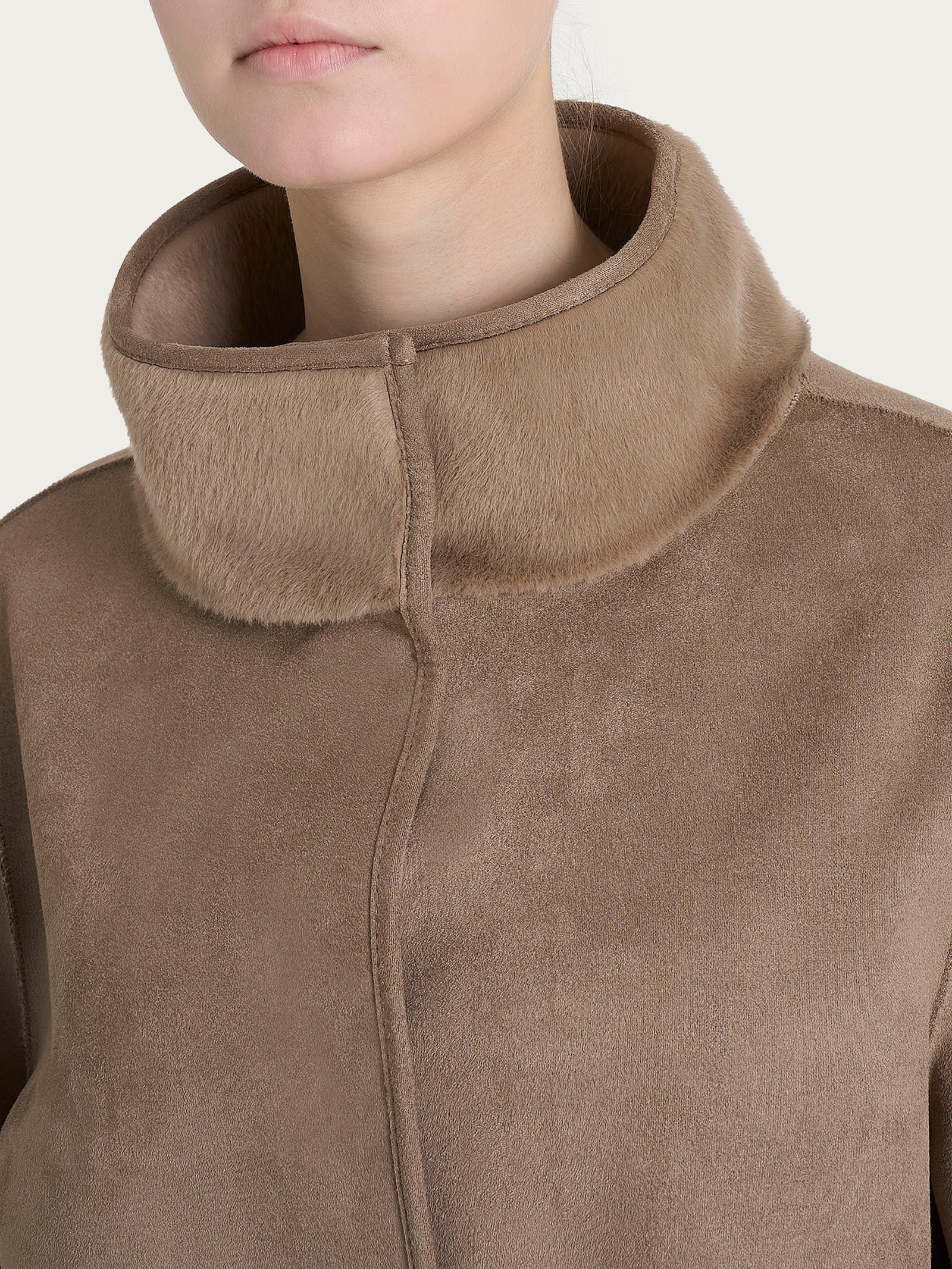 Ragno Vegan Shearling giacca corta double-face Pine Bark