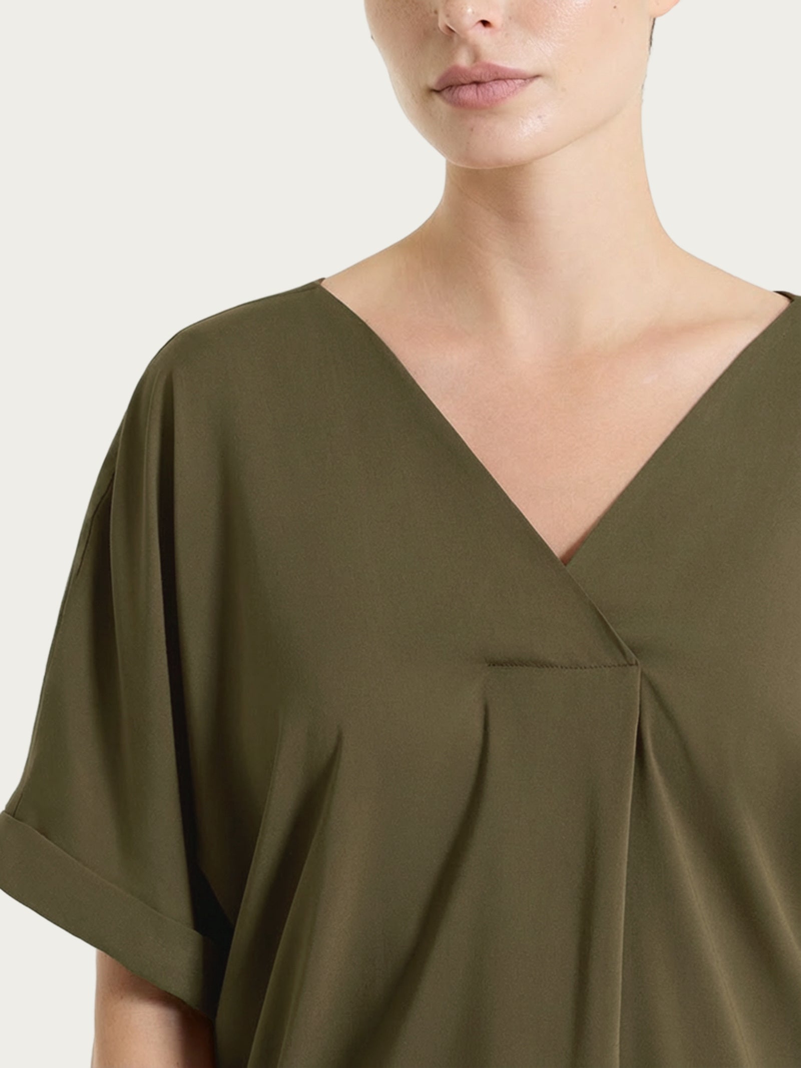 Ragno Voile Stretch Blusa Kimono Dark Olive viscosa