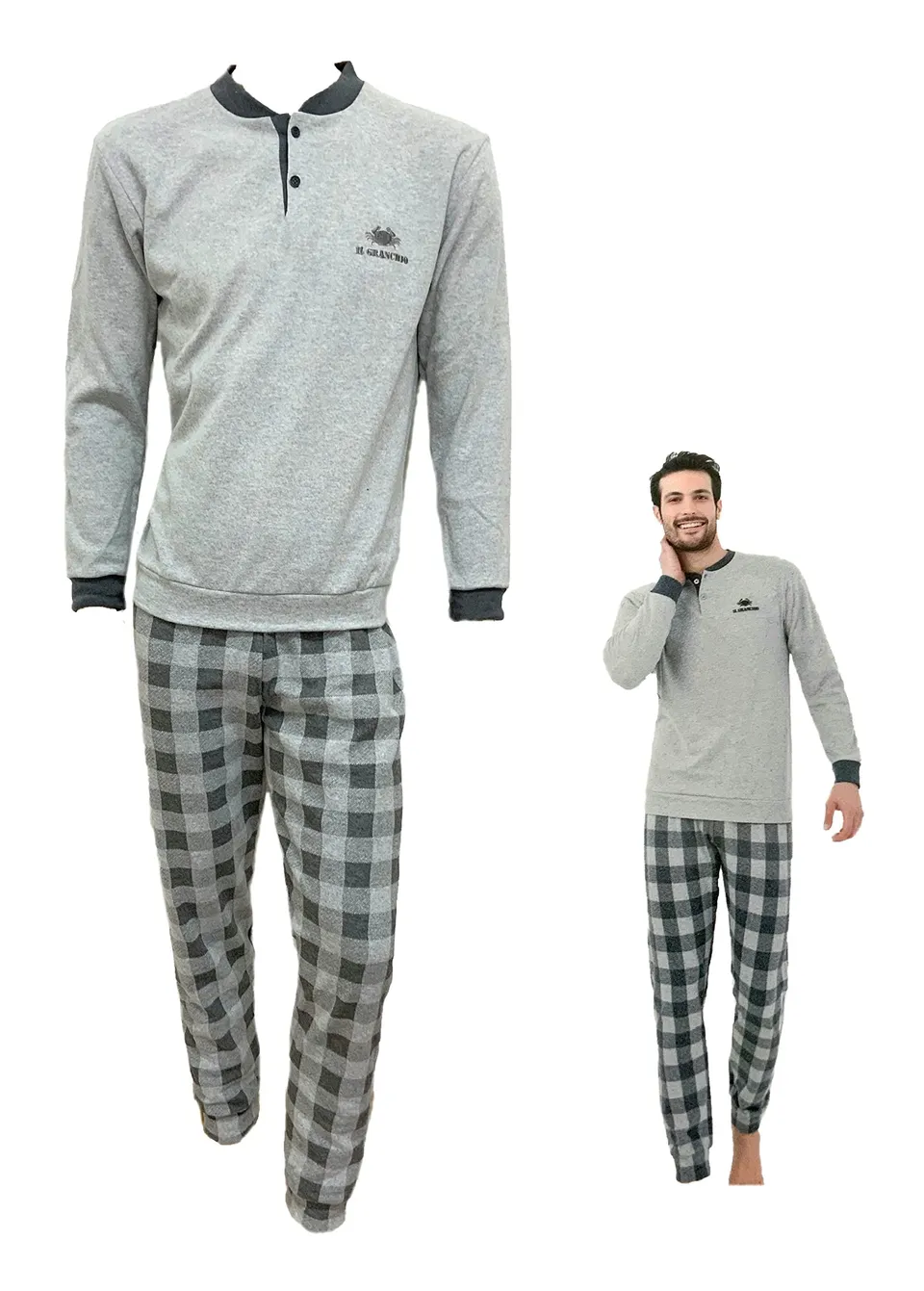 Lady C Il Granchio 4011 Pigiama Uomo Jacquard Grigio XXL