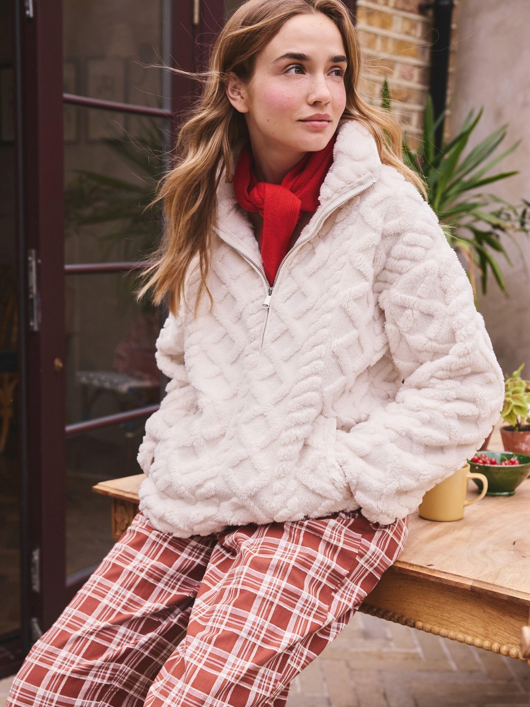 Next pile trecce mezza zip sherpa donna M