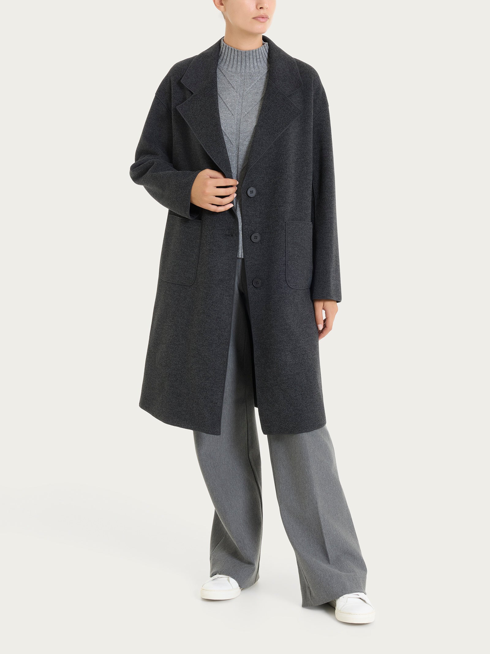 Ragno Vegan Wool cappotto con bottoni donna oscuro mel.