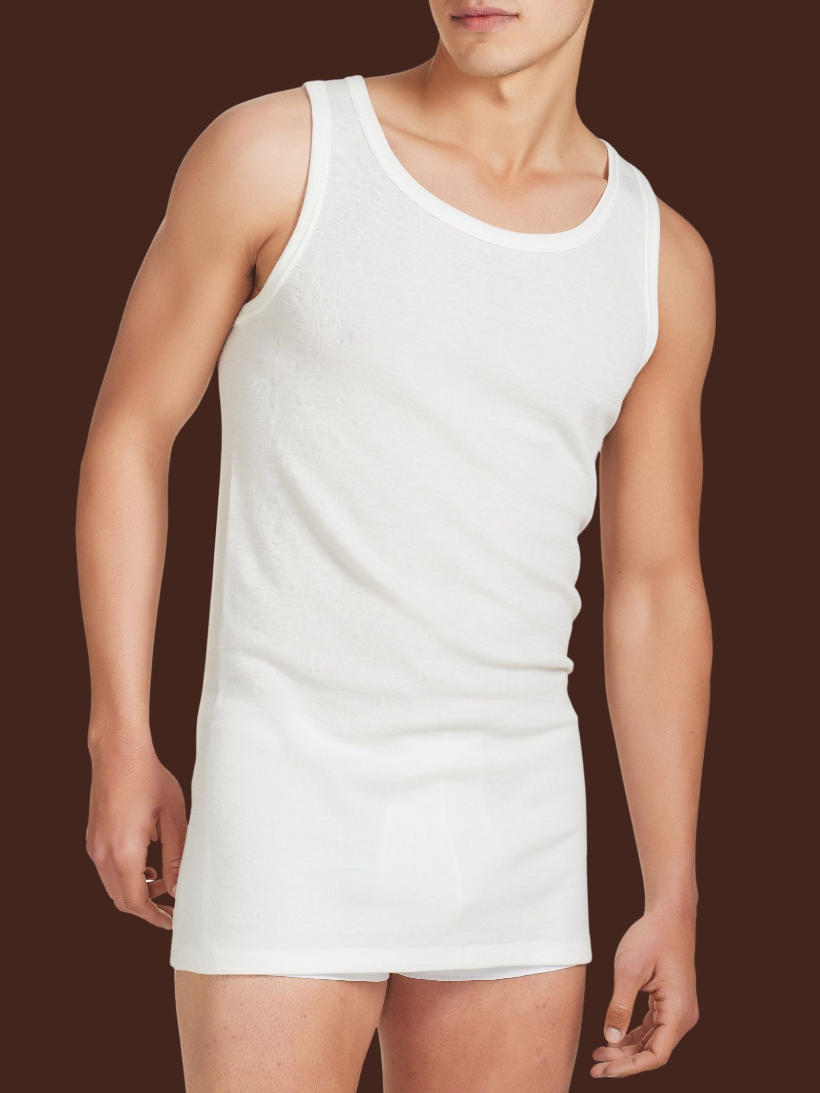 Ragno Sintonia Luxury canottiera spalla larga lana cotone bianco lana
