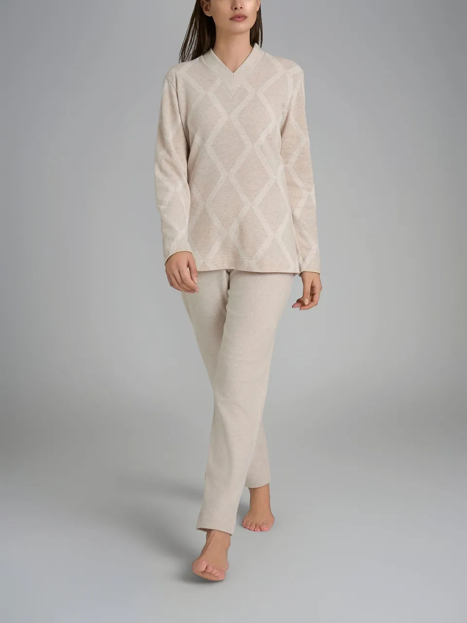 Ragno Jersey Cotone pigiama lungo donna cotone panna