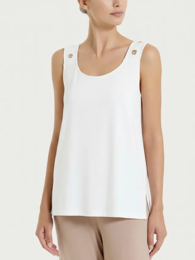 Ragno Viscosa Summer Top Spalla Larga Bianco