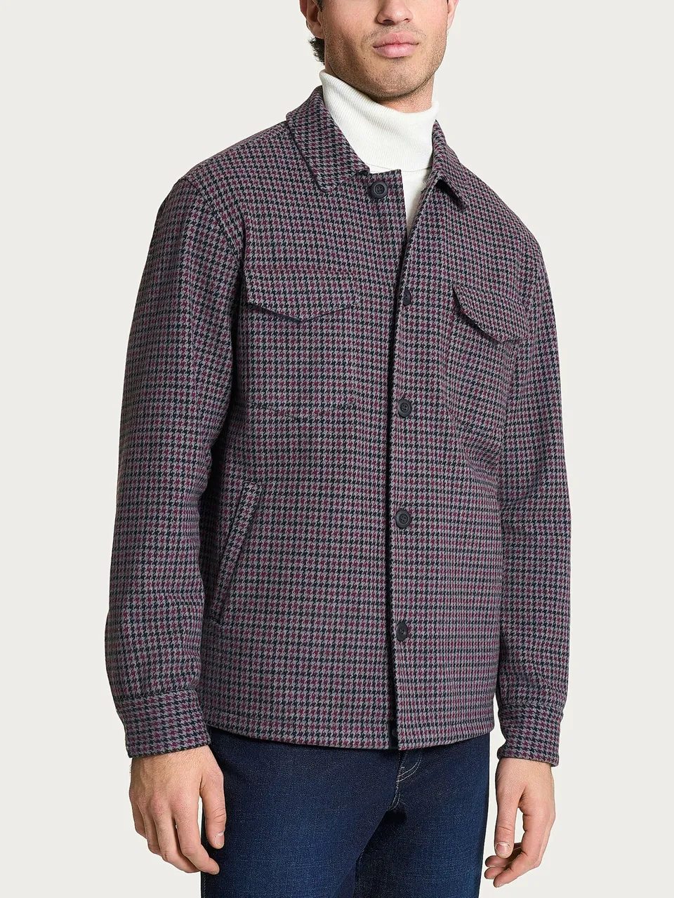 Ragno Jacquard shacket uomo bottoni fantasia resistente