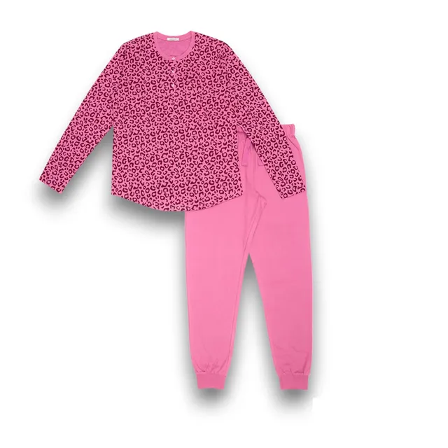 Lady C Pigiama Carbon Brushed Maglia Animalier cotone maculato