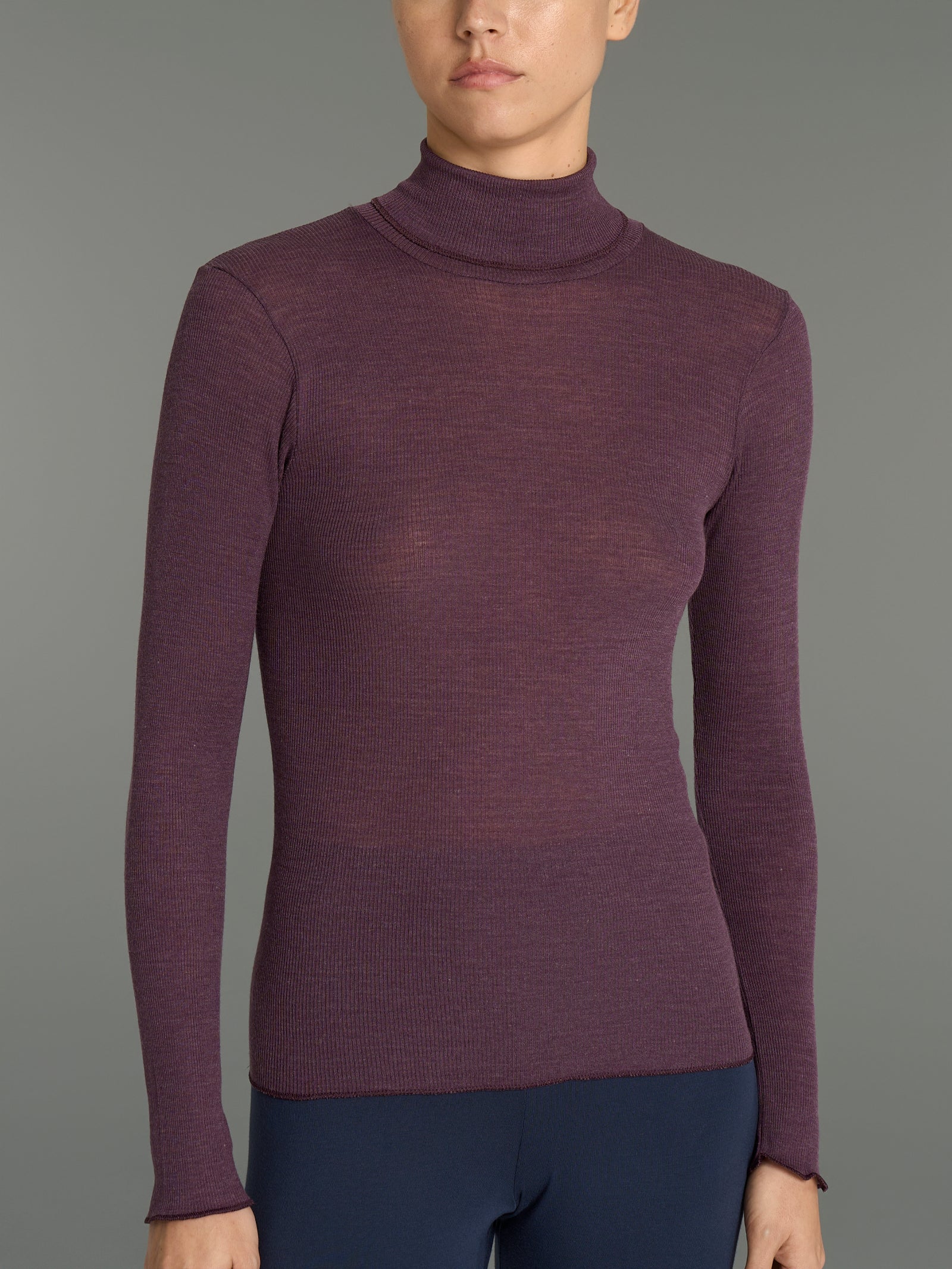 Ragno Lana Seta Dolcevita Collo Alto Plum Lana Seta