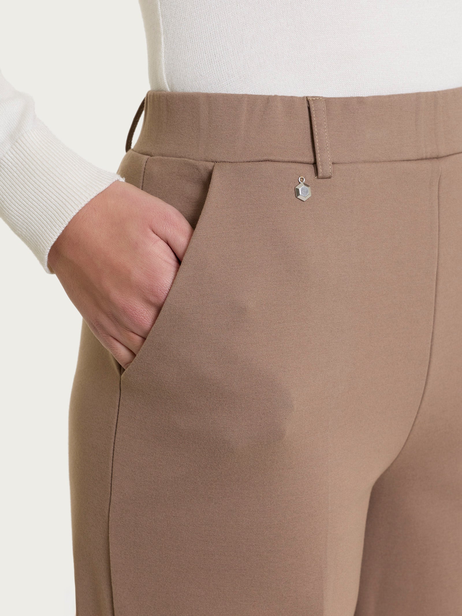 Ragno Cashmere Compact pantalone palazzo Pine Bark marrone