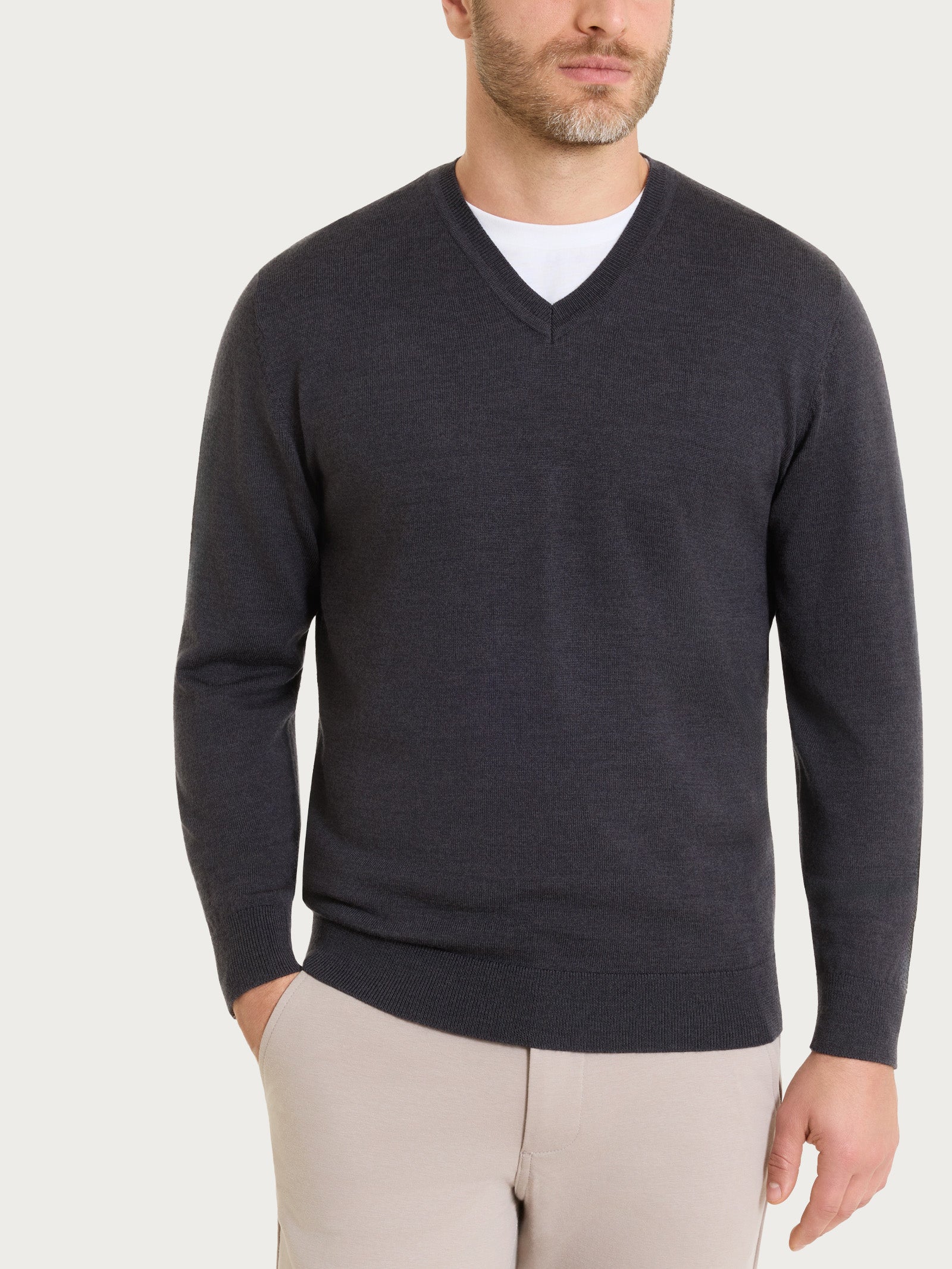 Ragno Merino Soft Maglia Scollo V Oscuro Mel. leggera