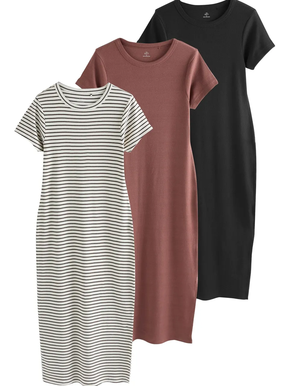 Next The Set confezione da 3 abiti midi aderenti coste donna