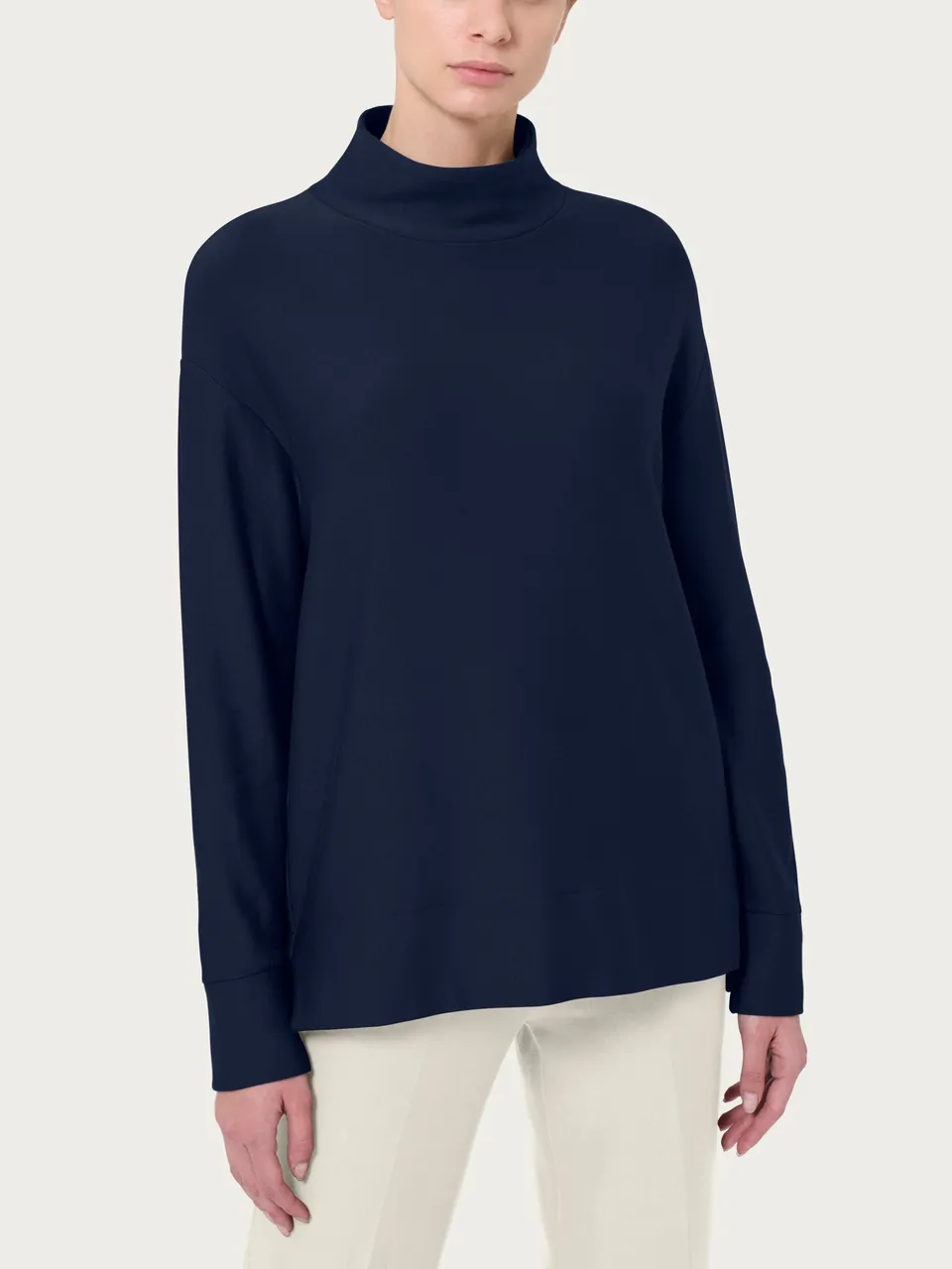 Ragno Relaxed Felpa Collo Alto Blu viscosa