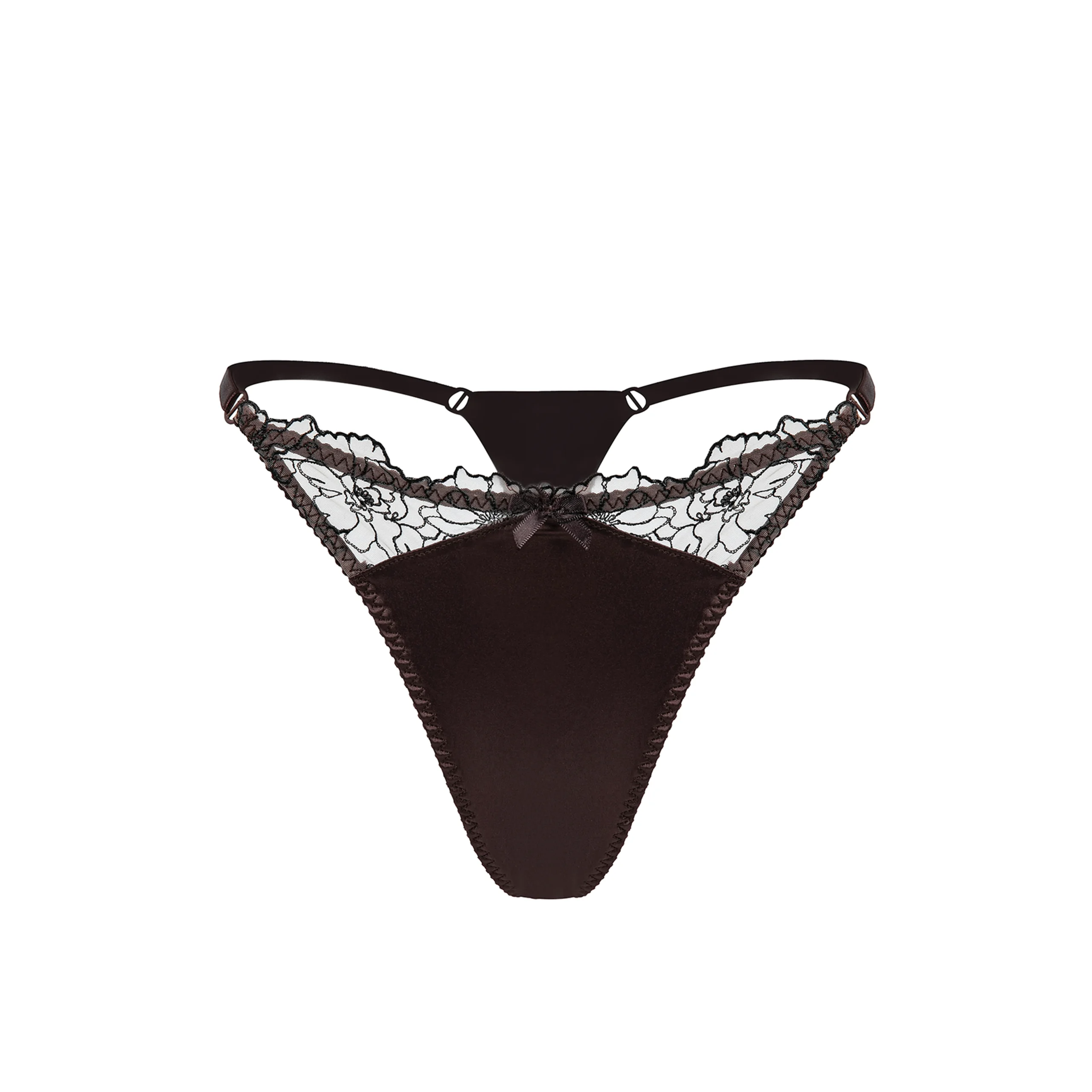 Maria Grazia Severi set reggiseno e tanga satin pizzo marrone