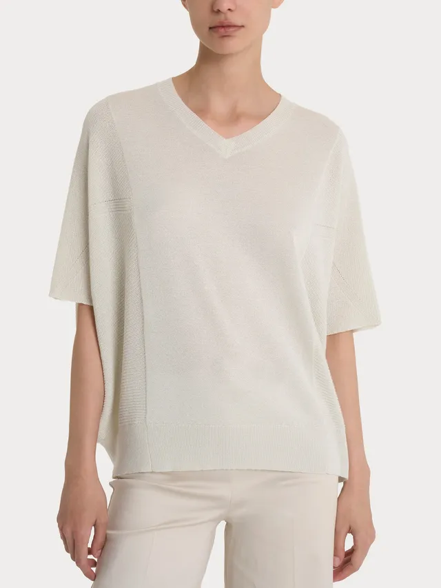 Ragno Viscosa Summer maglia scollo a V Crêpe Lurex Dawn Blue lurex