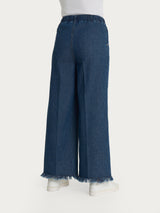 Ragno Super Denim jeans cropped sfrangiati gamba larga denim chiaro