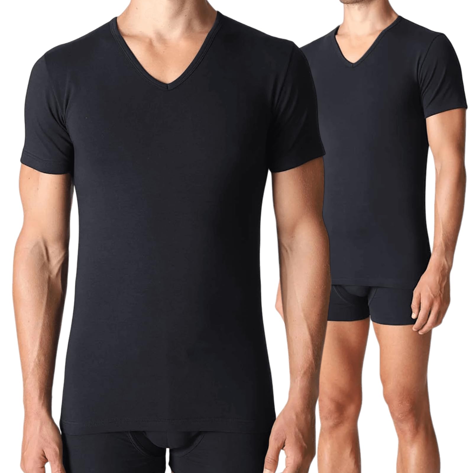 Lady C t-shirt uomo cotone scollo V M 3 pack elasticizzata