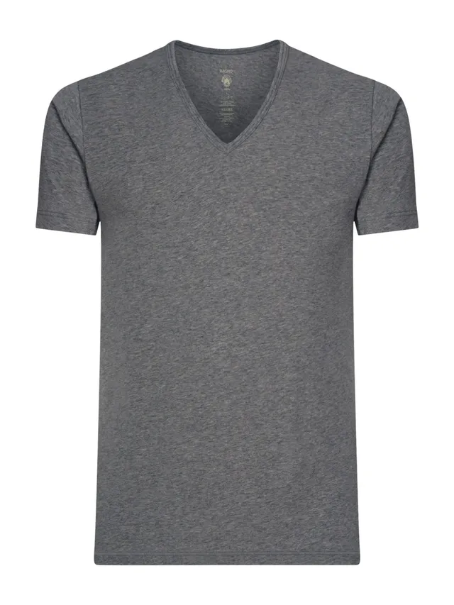 Ragno Comfort maglietta scollo V manica corta cotone grigio
