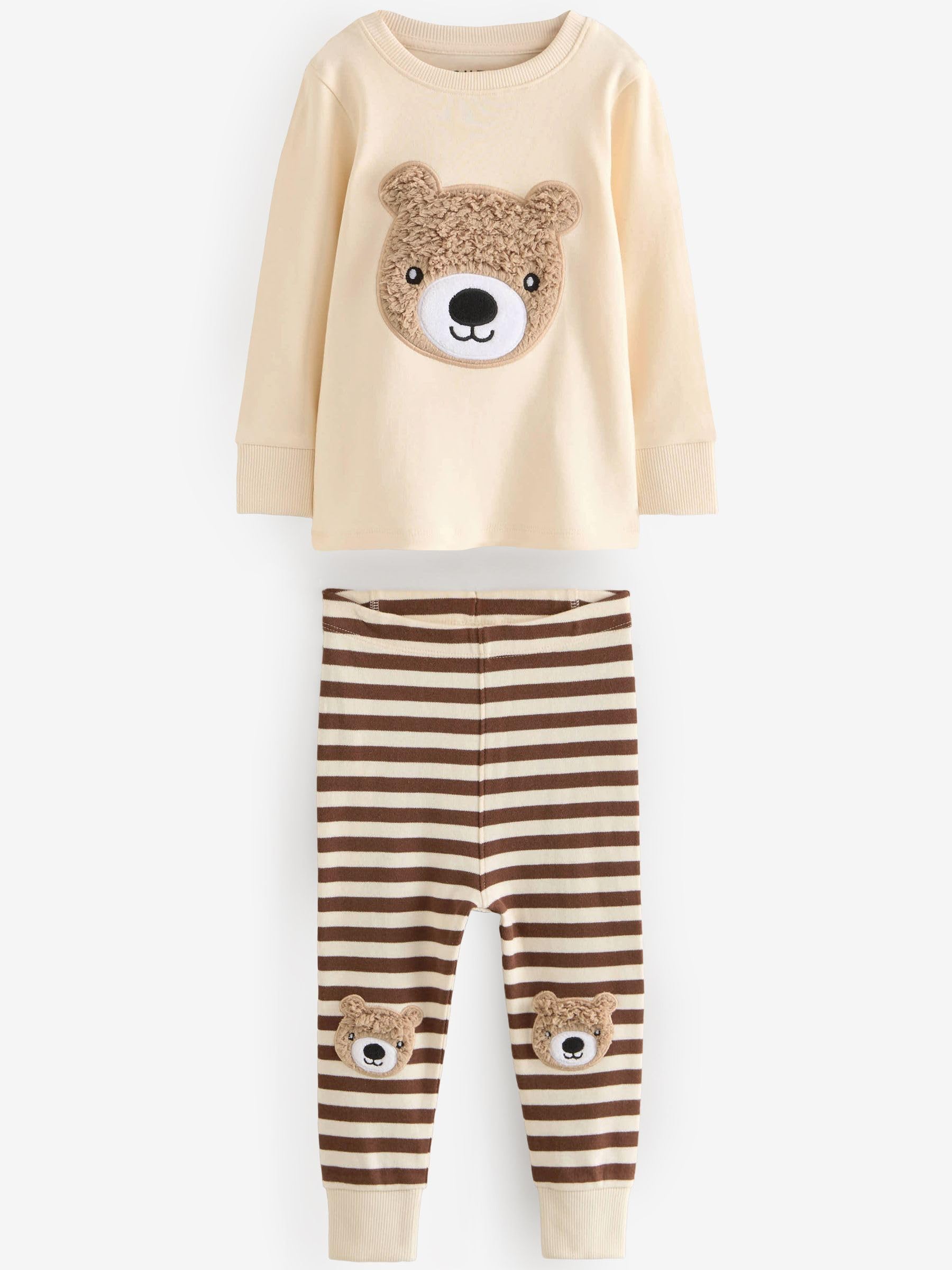 Next pigiami bambino 3 pezzi marrone cotone