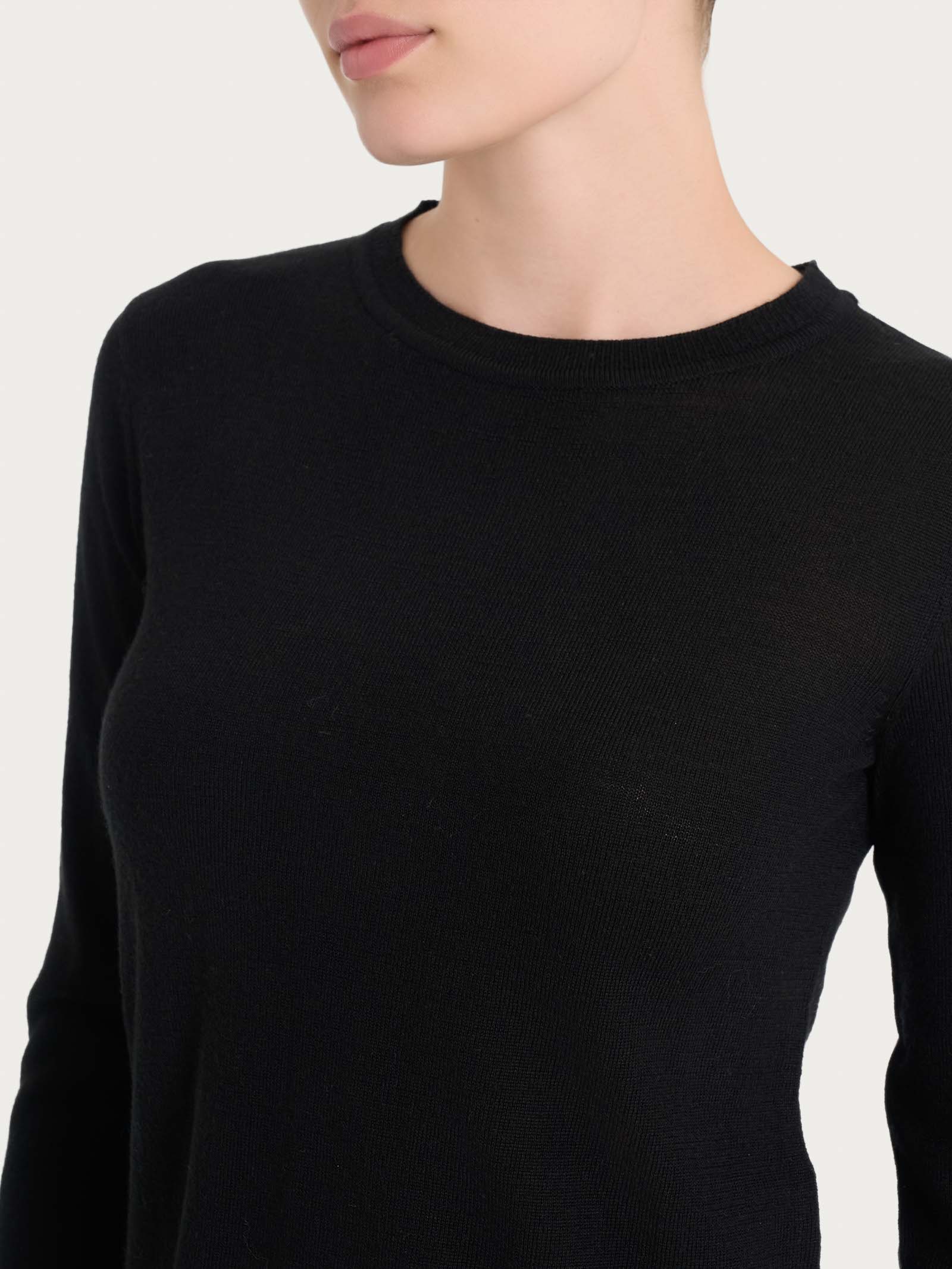 Ragno Merino Soft Girocollo maglia donna nero pura lana