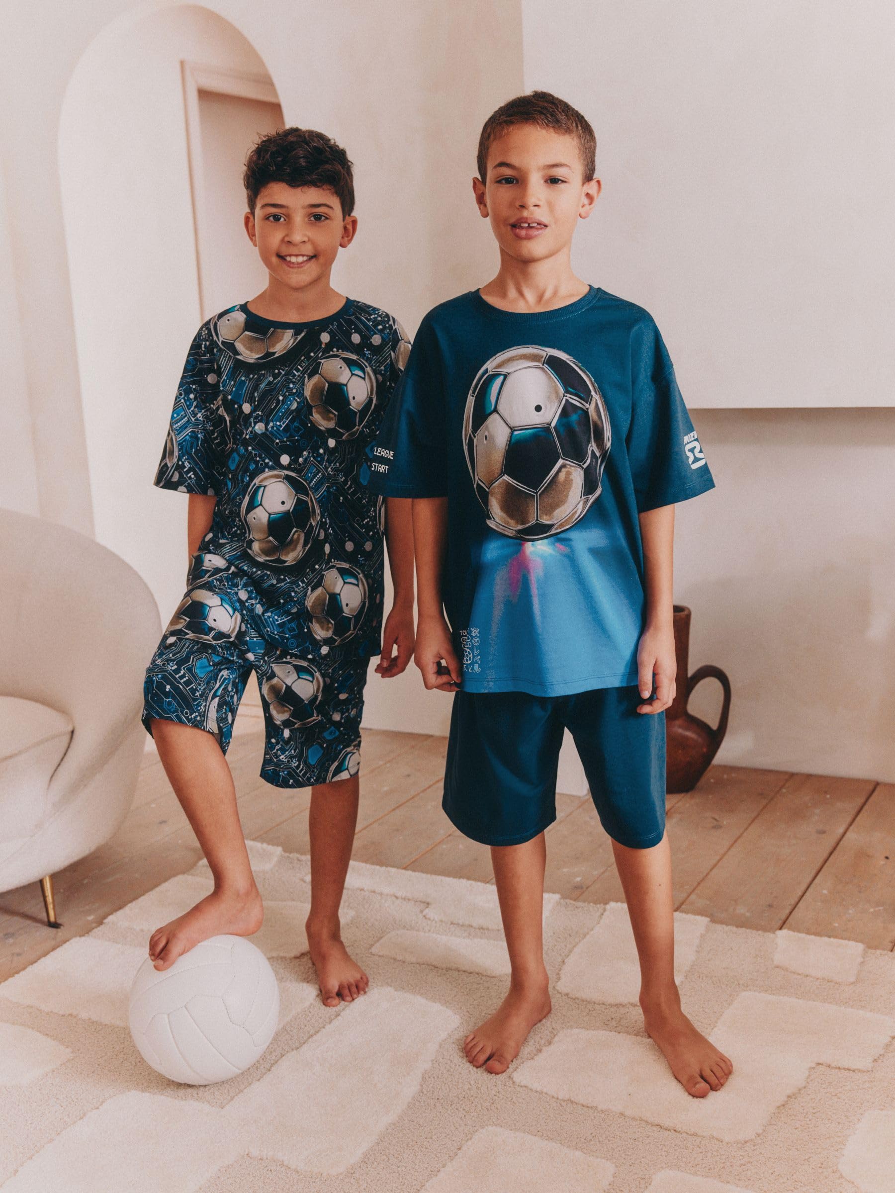 Next bambino 2 pigiami corti cotone 146 calcio