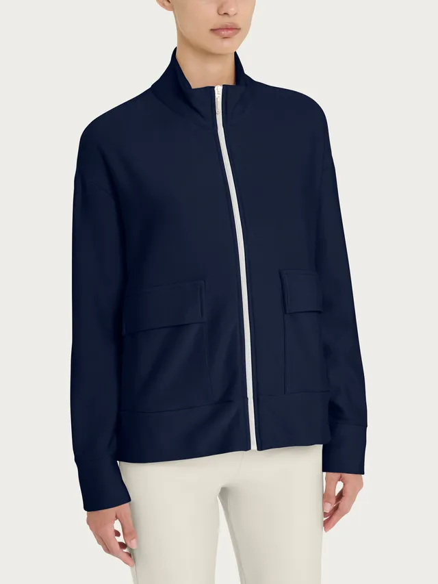 Ragno Relaxed Giacca Zip Eco Techno Fleece felpa bleu collo alto