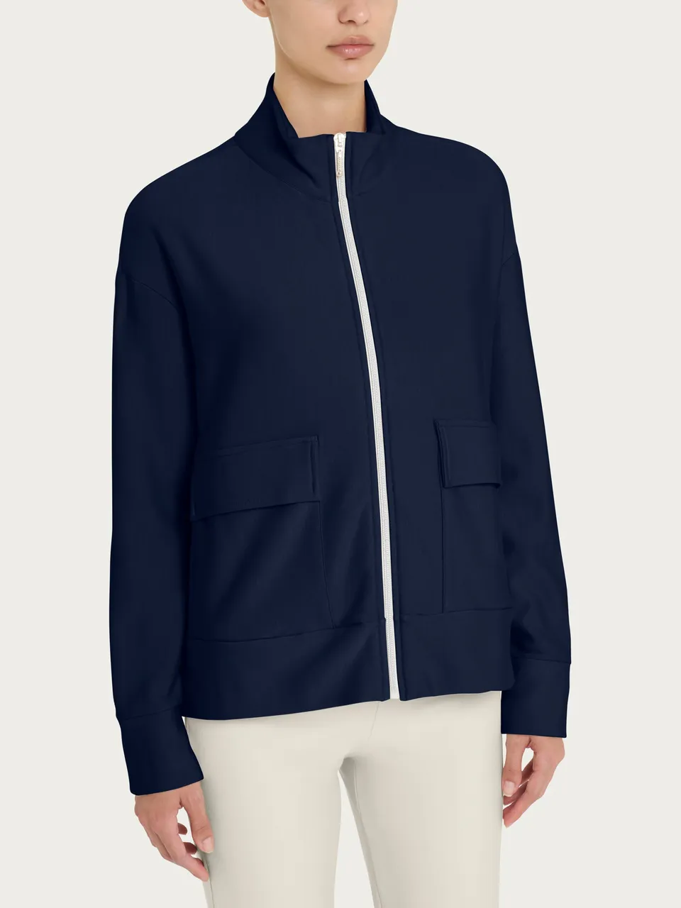 Ragno Relaxed Giacca Zip Eco Techno Fleece felpa bleu collo alto