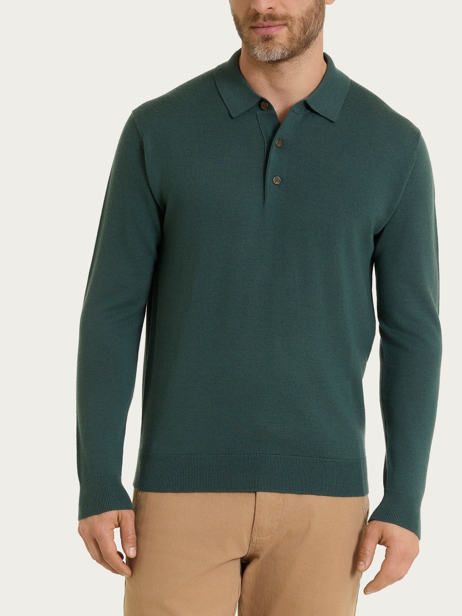 Ragno Merino Soft polo uomo Dark Forest in lana