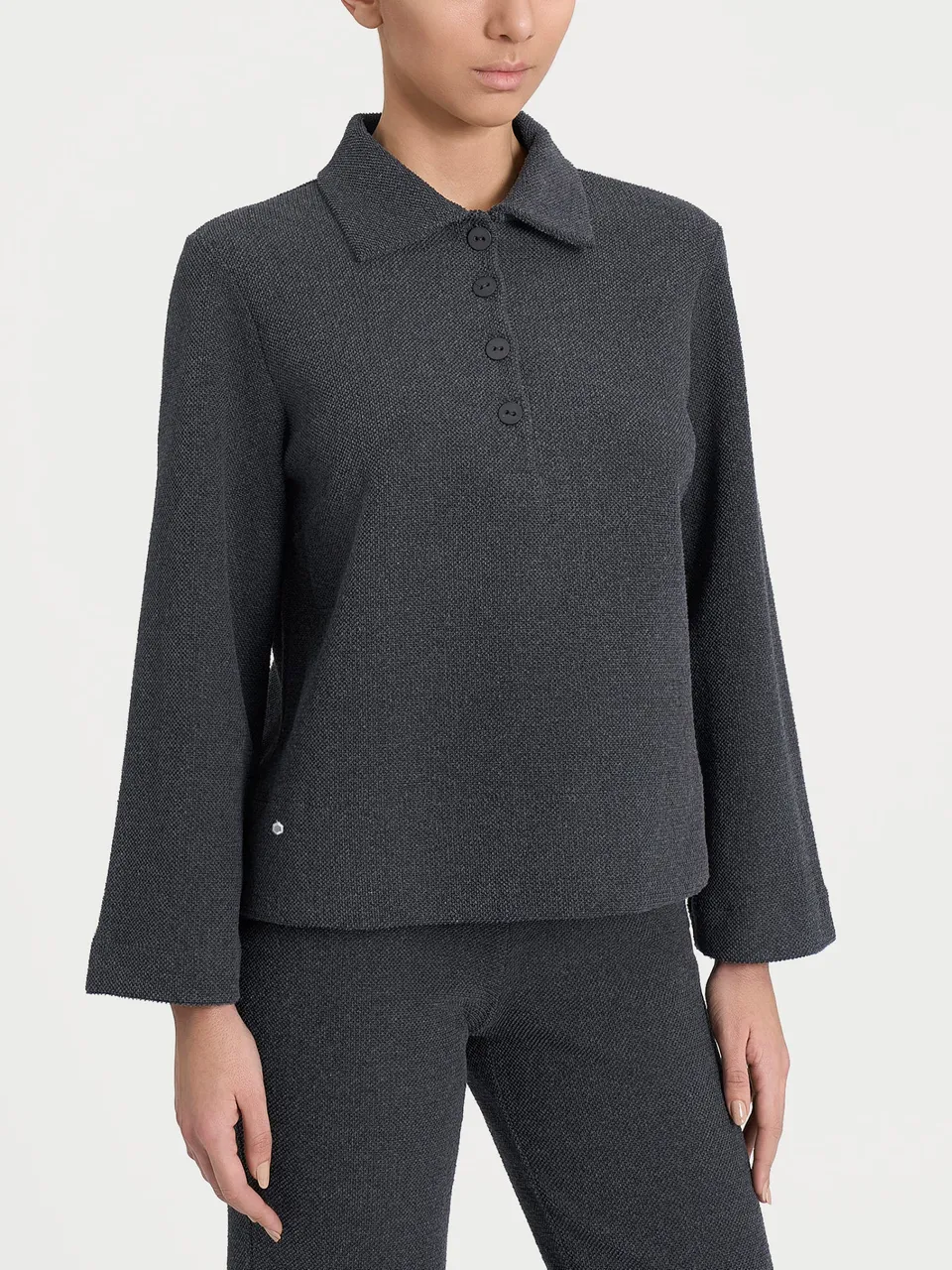 Ragno Comfort Polo Manica Lunga Maglia Ardesia Mel. felpata