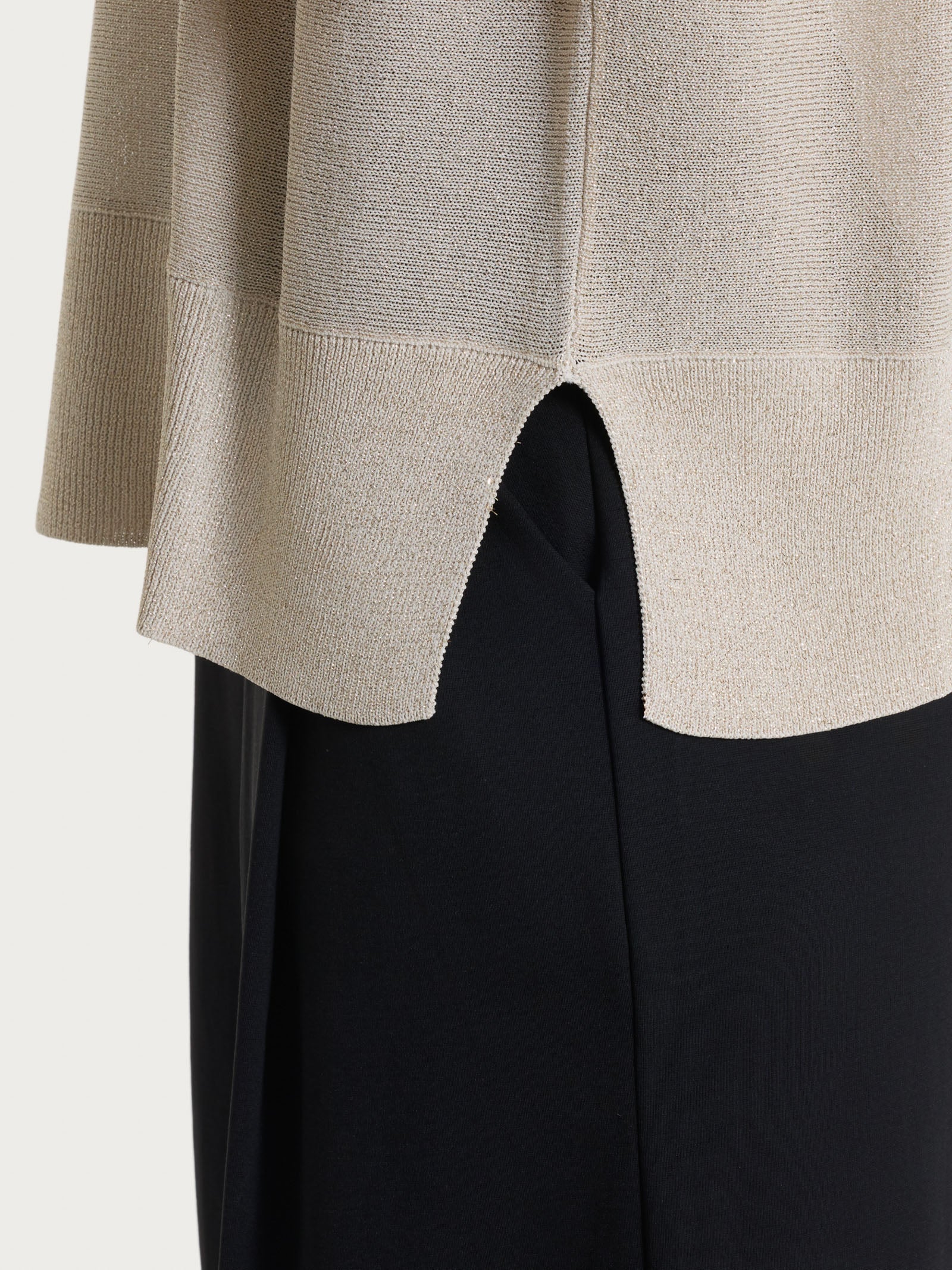 Ragno Crêpe Lurex maglia pipistrello manica 3/4 Champignon