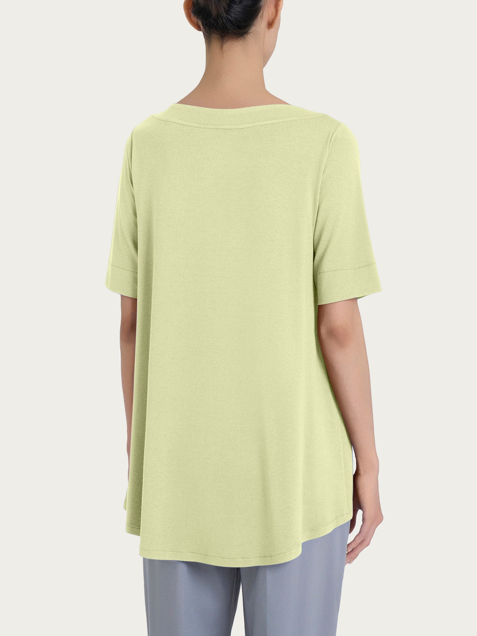 Ragno Viscosa Crêpe Maglietta Shadow Lime Manica 3/4