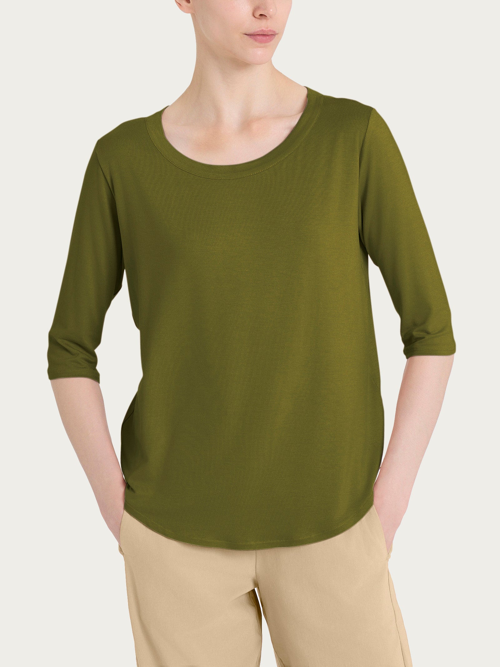 Ragno Gem Girocollo maglietta viscosa verde manica 3/4