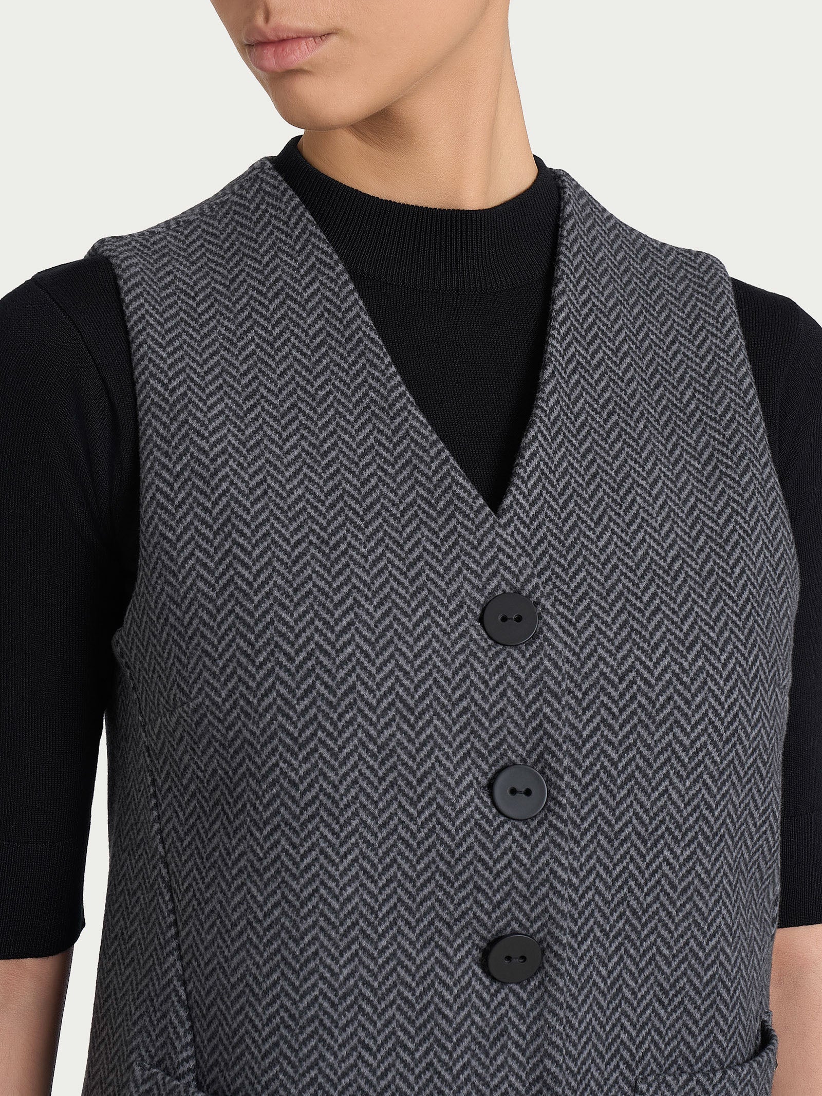 Ragno Comfort gilet quattro bottoni Eco Jacquard Fant.Oscuro Mel