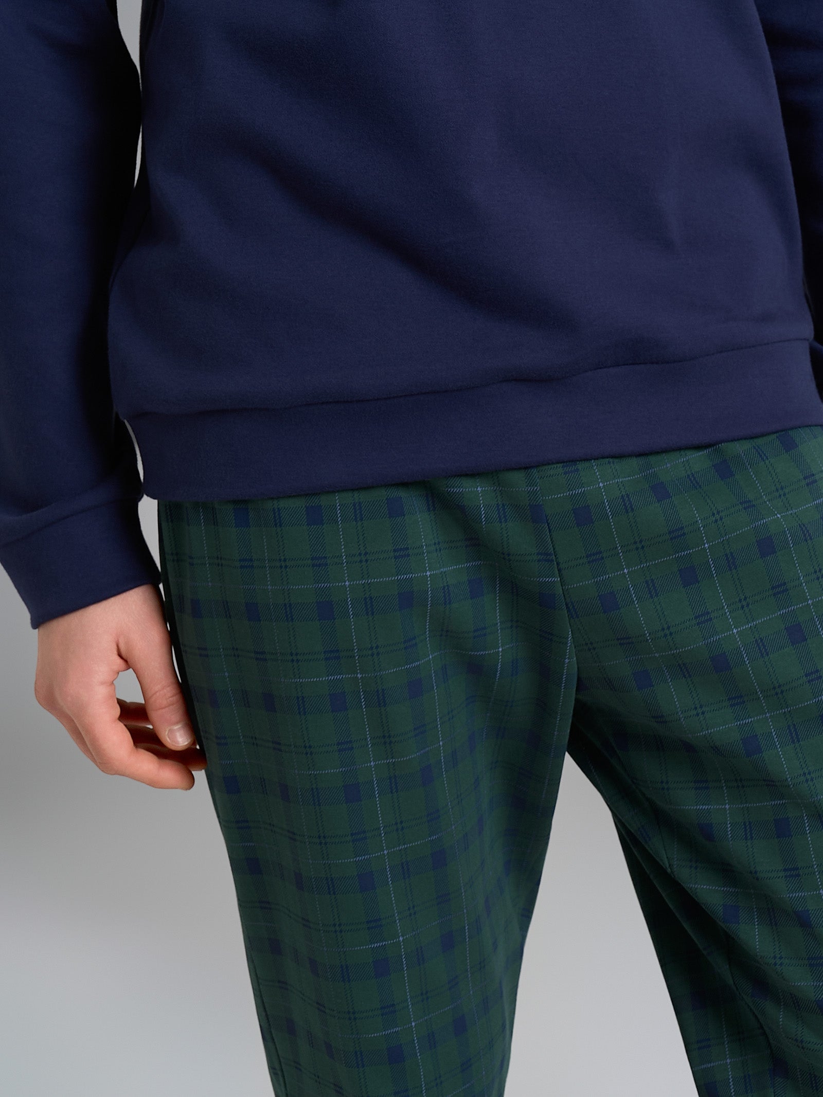 Ragno Jersey Cotone Pigiama Lupetto Uomo Tartan Verde